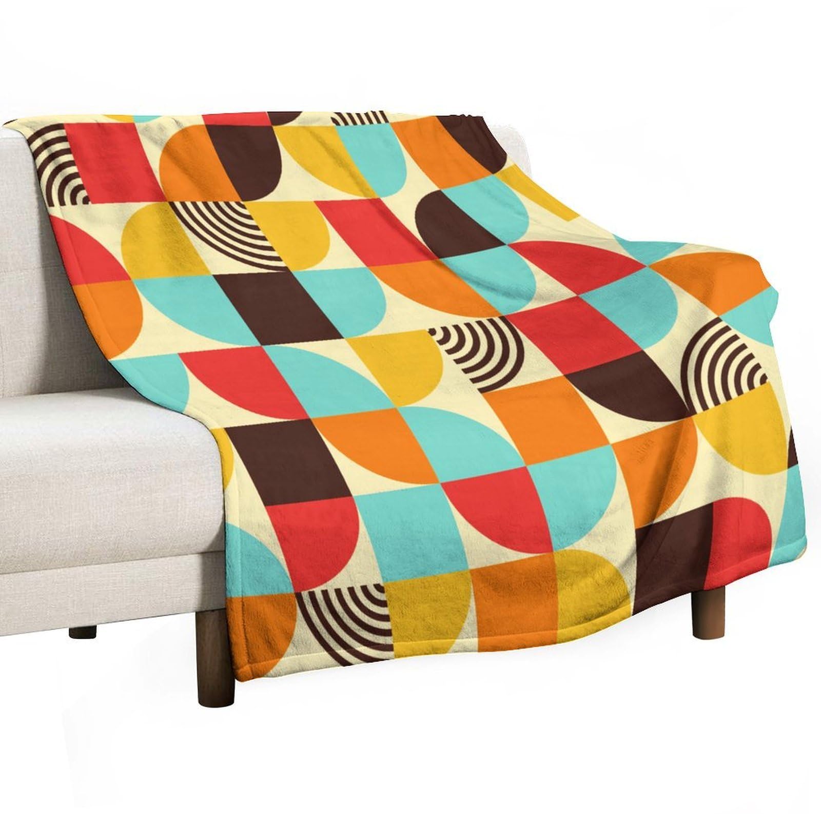 BenYaSong Mid Century Blanket Abstract Geometric Retro Bauhaus Style Print Design Simple Lines and Shapes Mosaic Decor Bedding Blanket Gifts for Boys Girls Kids Adult Men Women 50"x60"