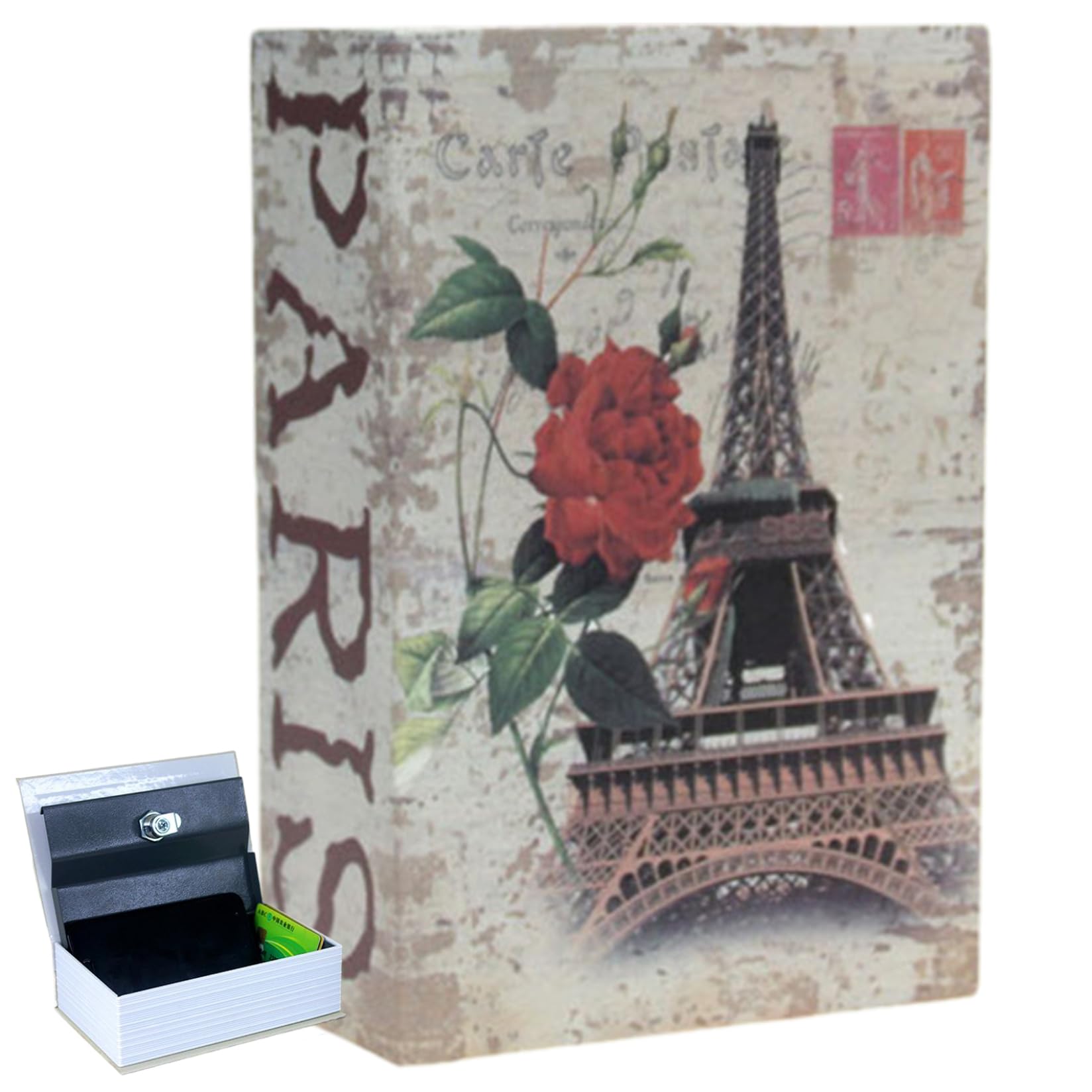 Book Safe Tower Pattern Book Safe with Password Lock Diversion Box Creative Lock Box to Hide Money, Jewelry and Key, 4.5 x 2.2 x 7.1