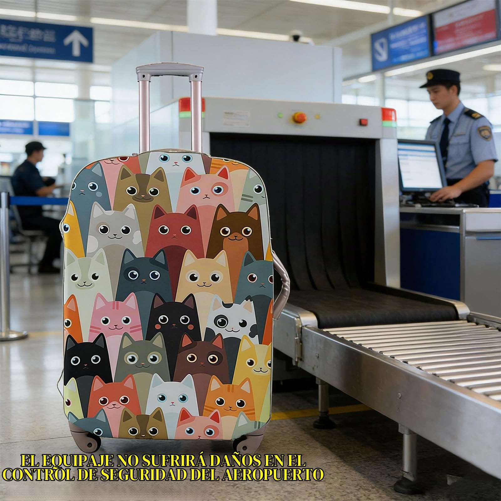 Elástica Gato Funda Maleta Cabina, Grueso Funda de Maleta con Cremallera, Maleta Viaje Suave de Anti-Polvo Fundas, para la Protección Contra el Polvo y Los Arañazos (M, 22-24 Pulgadas)