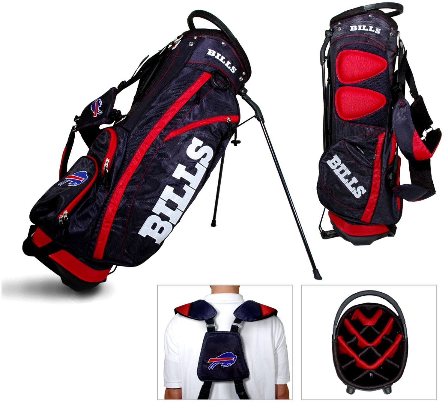 Team Golf NFL Fairway Golf Stand Bag, Lightweight, 14-way Top, Spring Action Stand, Insulated Cooler Pocket, Padded Strap, Umbrella Holder & Removable Rain Hood