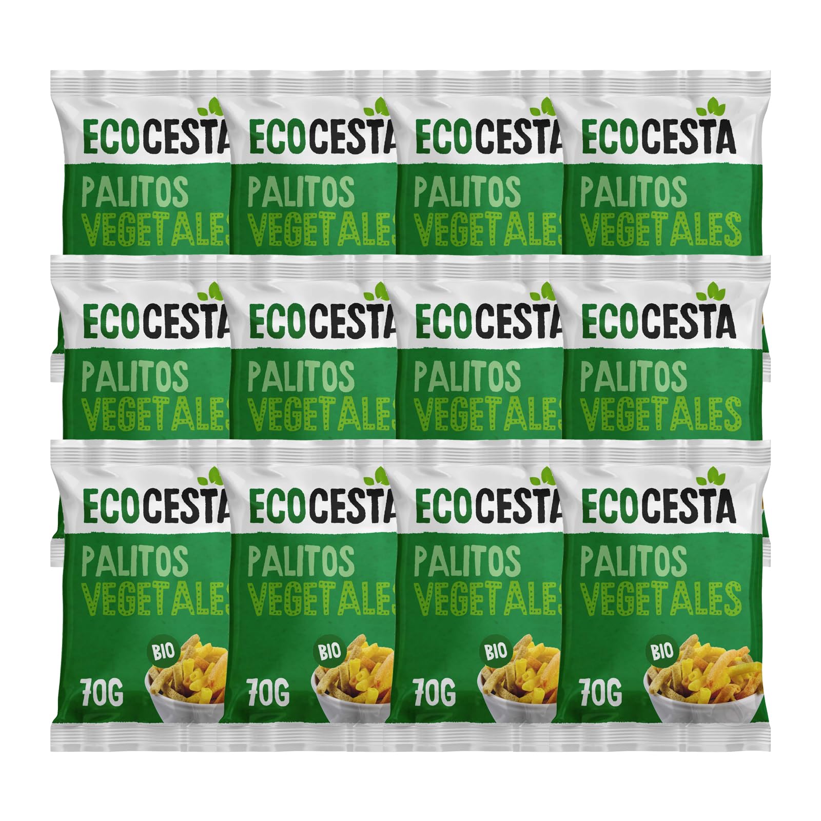 ECOCESTA - Palitos Vegetales Ecológicos de 70 g - Pack de 12 Bolsas