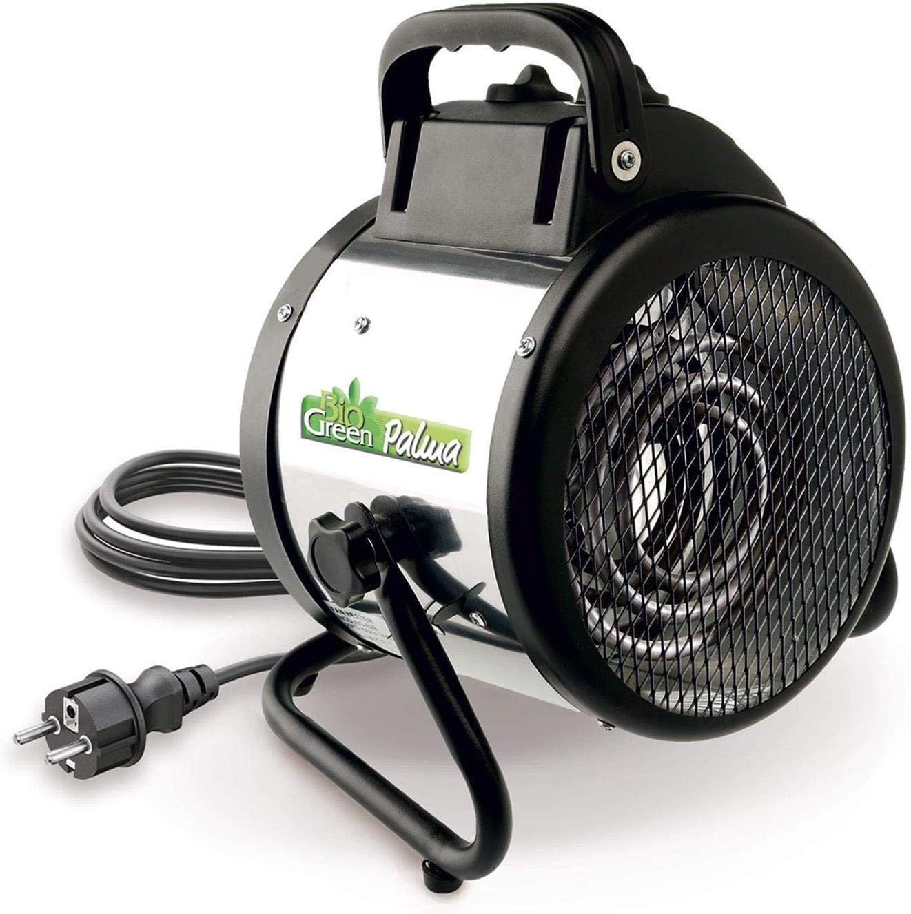 Bio Green Calefactor de Ventilador eléctrico Palma Manual, Plata/Negro, 2000W