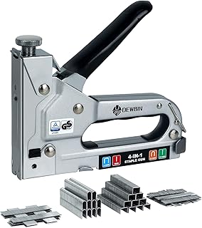 Upholstery Staple Gun Heavy Duty, DEWBIN 4 in 1 Stapler Gun with 2000 Staples, Manual Brad Nailer Power Adjustment Furniture Stapler Gun for Wood, Carpentry, Decoration DIY Staple Gun