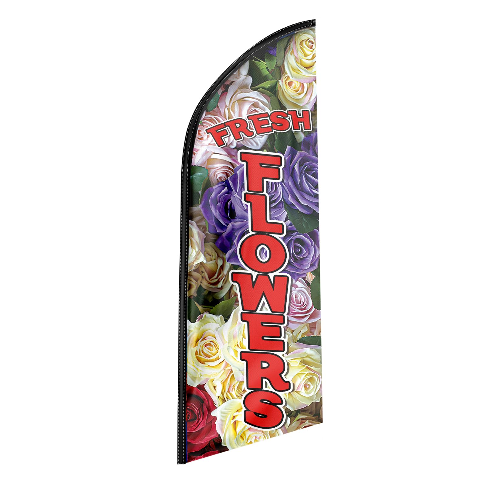 Drapeau à plumes fleurs fraîches en polyester pour booster la visibilité en magasin