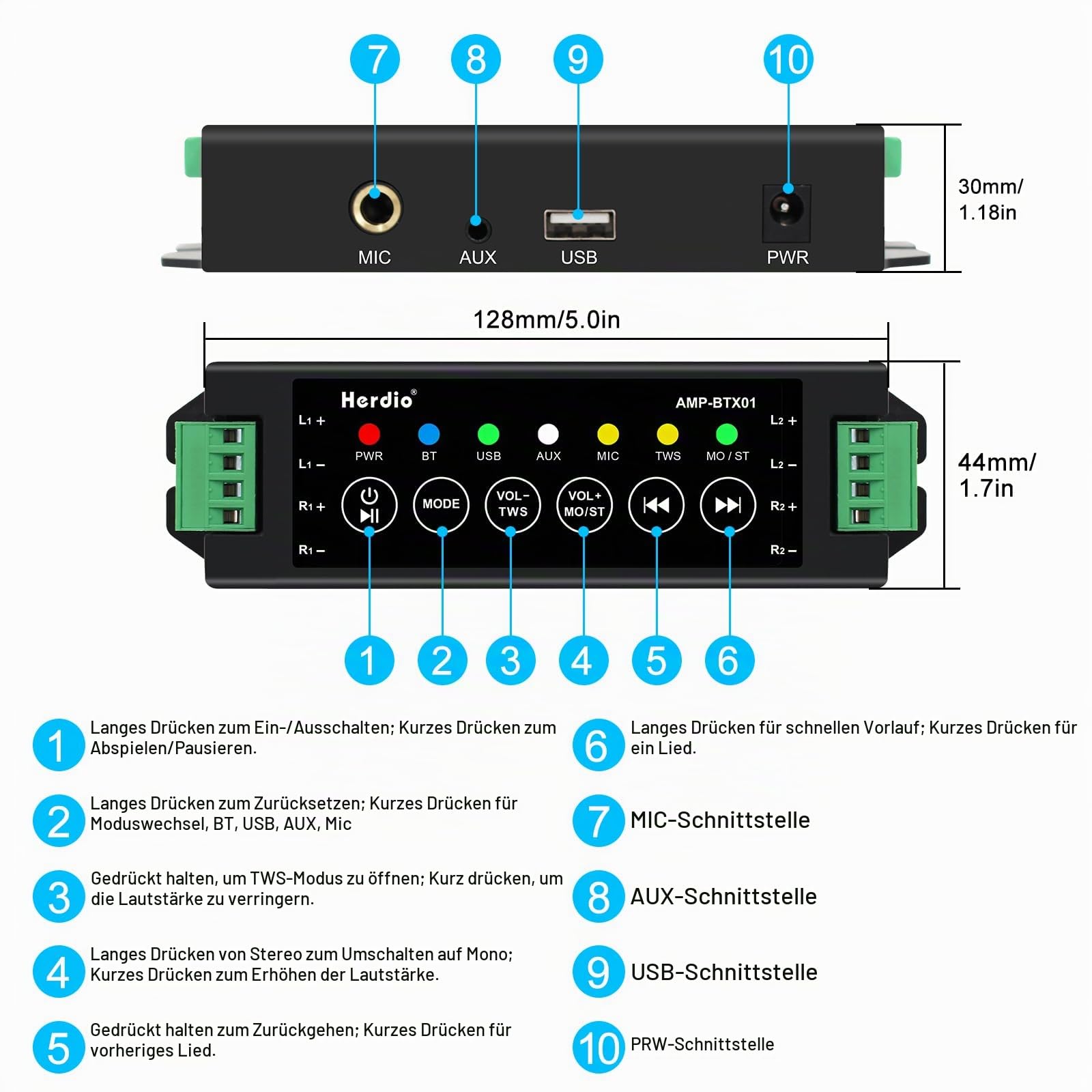 STUDIOFINIX 5,25 Zoll 600 Watt Wasserdicht Außenlautsprecher Outdoor-Lautsprecher Kompatibel mit Bluetooth für Garten, perfekt für Terrasse, Veranda, Restaurant, Home (4 Lautsprecher)