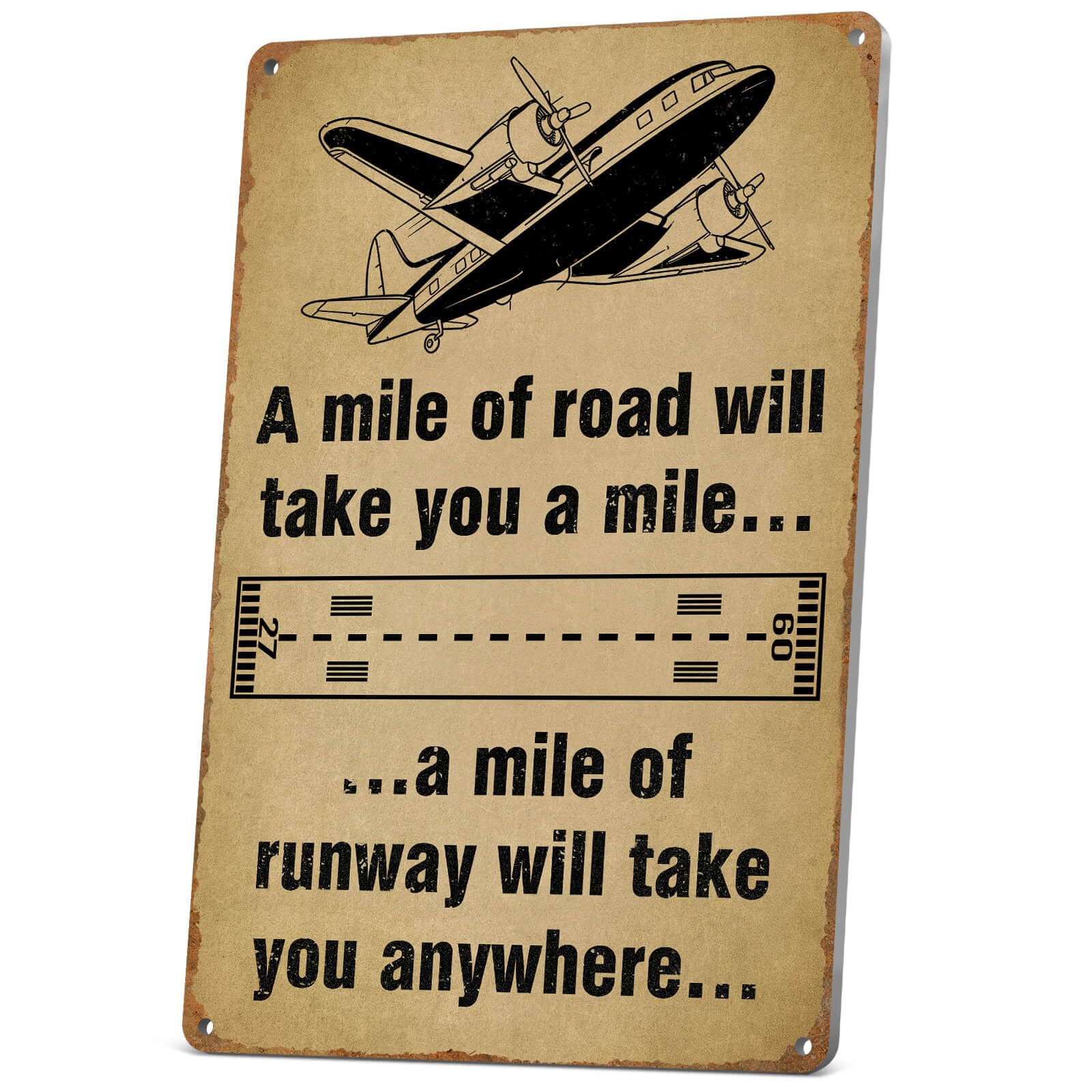 Inspirational Pilot Quote Sign, Vintage Aviation Decor for Office & Lounge, Metal 12 x 8 Inch