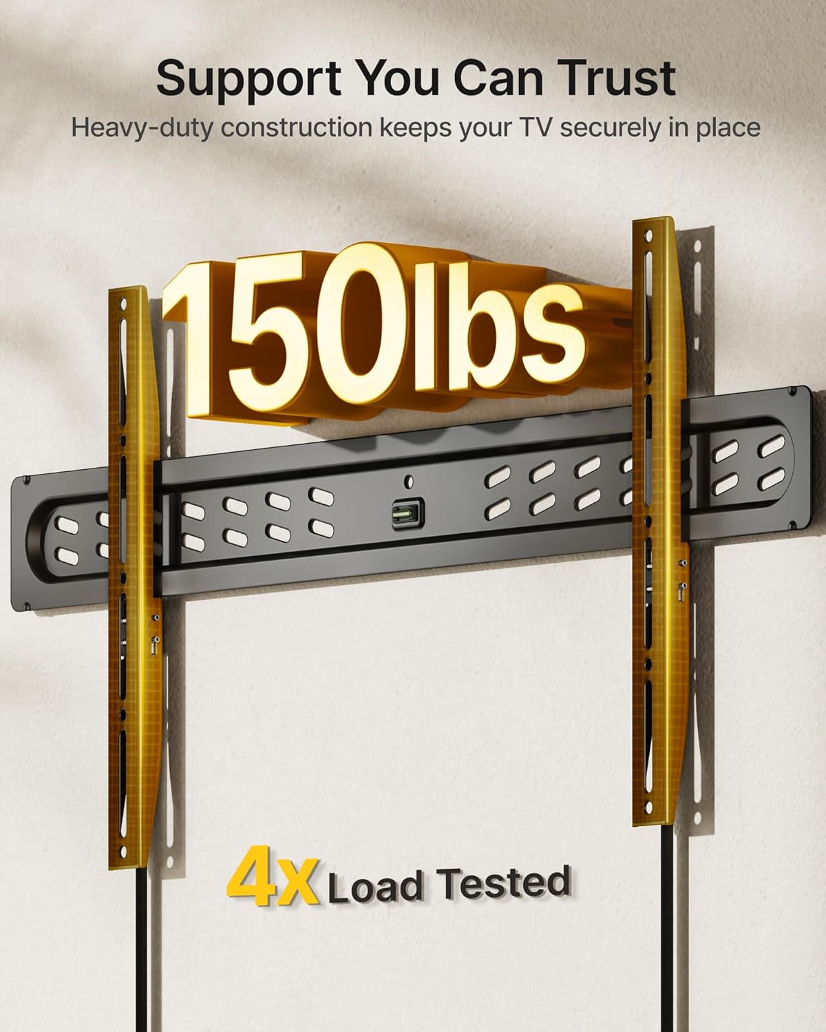 monTEK Ultra Slim Fixed TV Wall Mount Bracket for 43–95" Flat & Curved TVs, Super Low Profile 0.95" from Wall, Holds 150 lbs, Supports VESA 800x400, Fits 16"/18"/24"/32" Studs