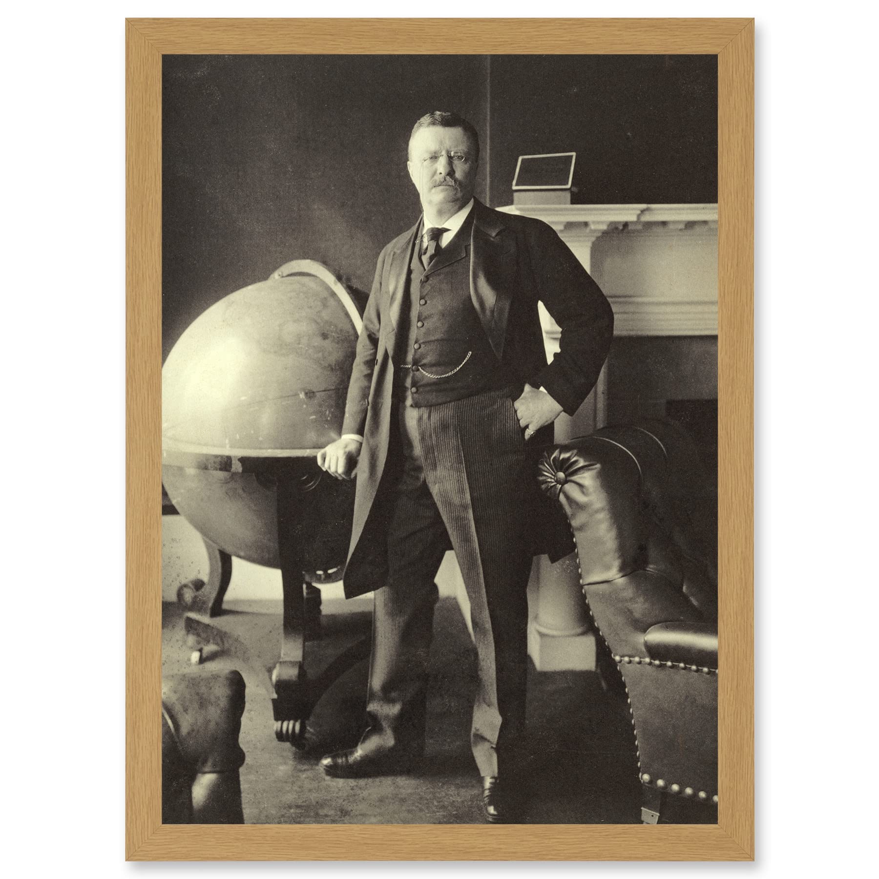 Artery8 Portrait US President Theodore Roosevelt Bull Moose A4 Artwork Framed Wall Art Print