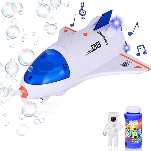 Miniatura 4 de ArtCreativity Juguete de burbujas de nave espacial, máquina de burbujas para el espacio exterior con solución de burbujas y figura de astronauta,