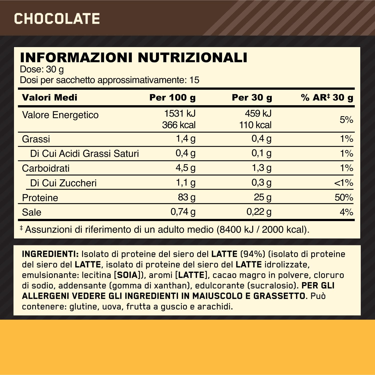 Optimum Nutrition Gold Standard 100% Whey Proteine Isolate in Polvere, Gusto Cioccolato, 450g, 15 Porzioni