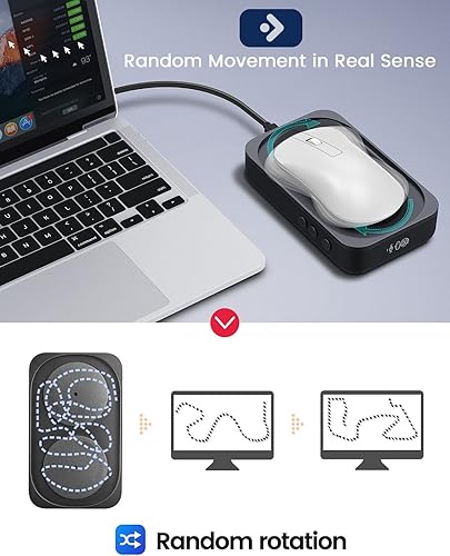 Miniatura 2 de STARSIKI Movimiento de ratón indetectable, dispositivo de movimiento de mouse 100% aleatorio, agitador mecánico con temporizador de intervalo