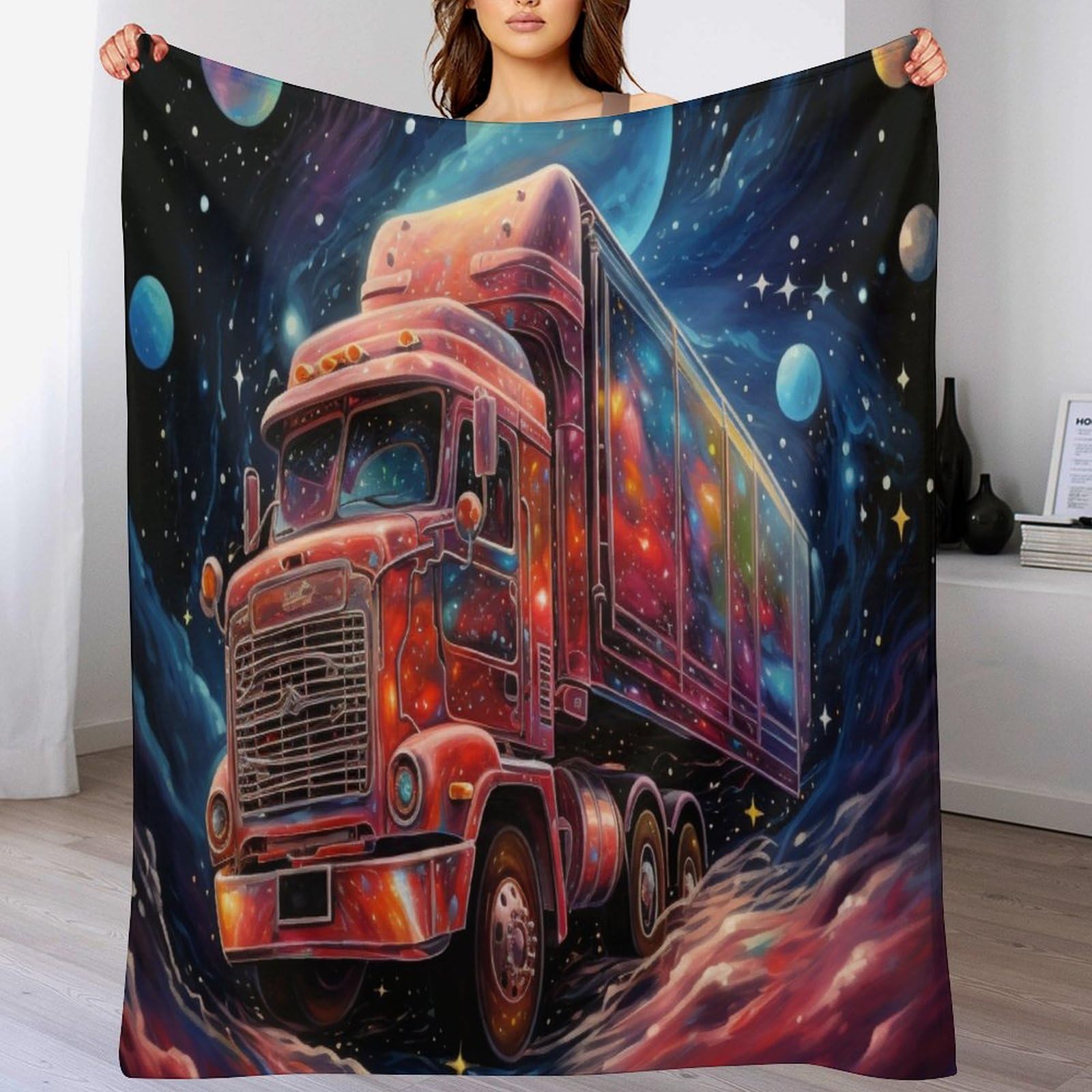 Couverture camion de pompiers contre le froid, plaid flannel léger pour lit et canapé