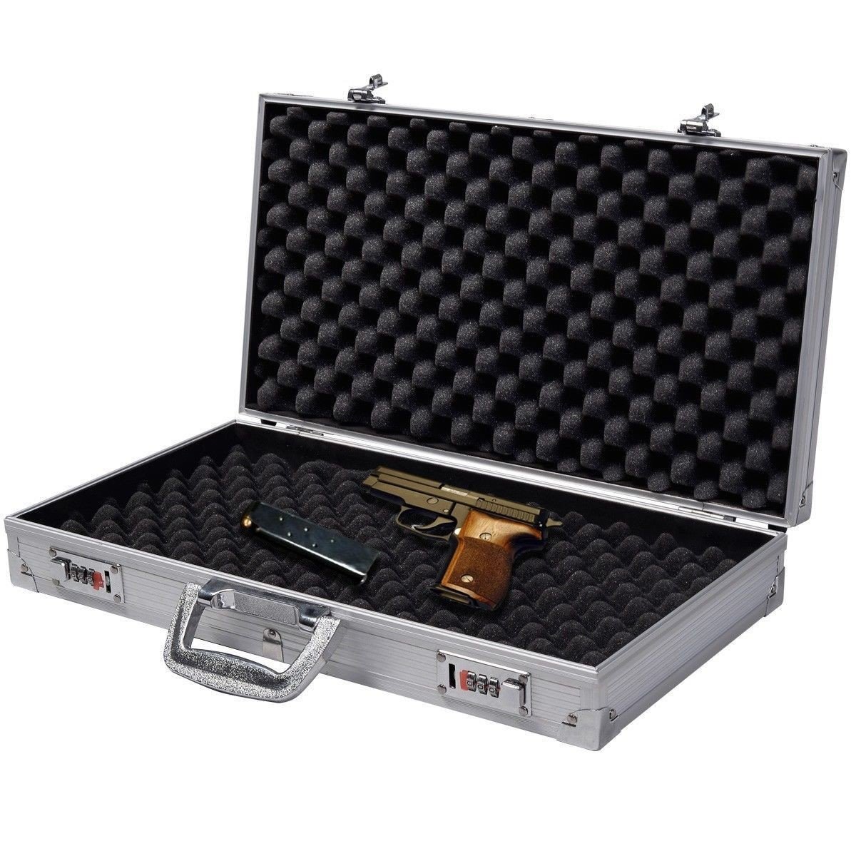 COSTWAY Malette Pistolet en Aluminium Valise à Pistolet avec Serrure à Combinaison 47x25x8,3cm