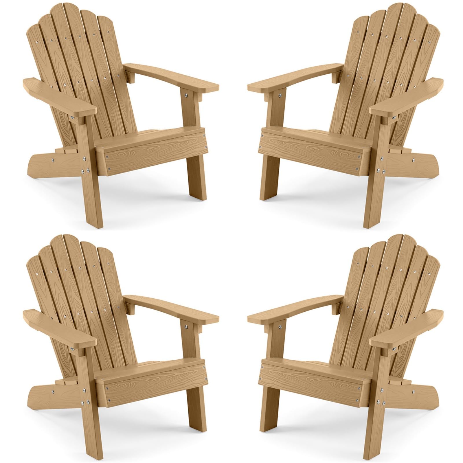 GIANTEX Kids Adirondack Chair, All-Weather HIPS Children's Outdoor Chair with Tilted High Backrest, Toddler Beach Chair for Garden Patio Backyard, Kids Lawn Chairs for Age 3-7 (4,Teak)