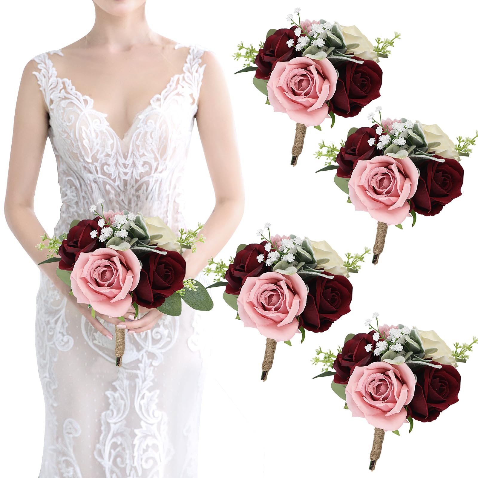 SEMONONIA Set of 4 Bridesmaid Bouquets