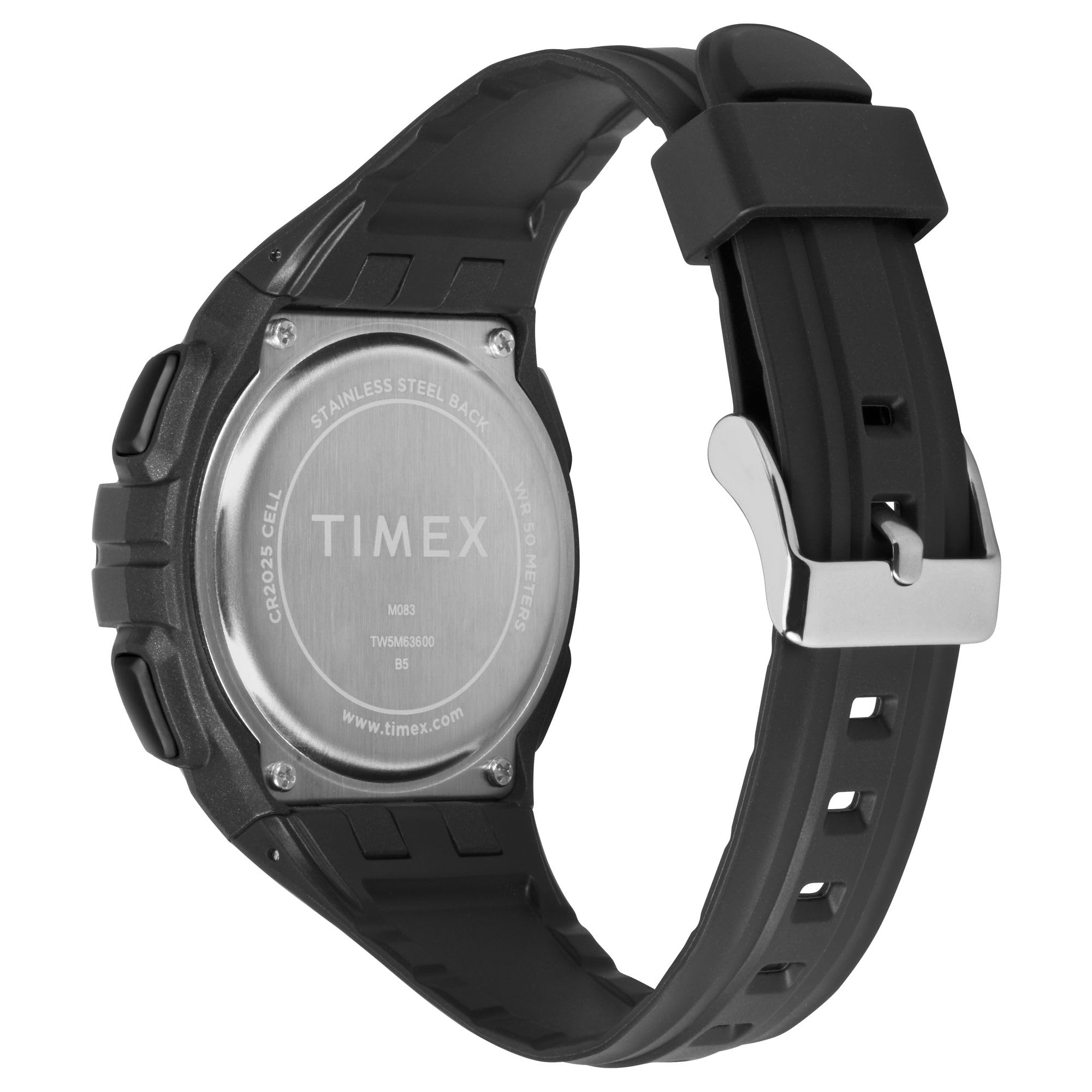 Timex Sport - Reloj de 43 mm para Hombre, Correa de Resina Negra, Esfera Digital, Caja Negra TW5M61700