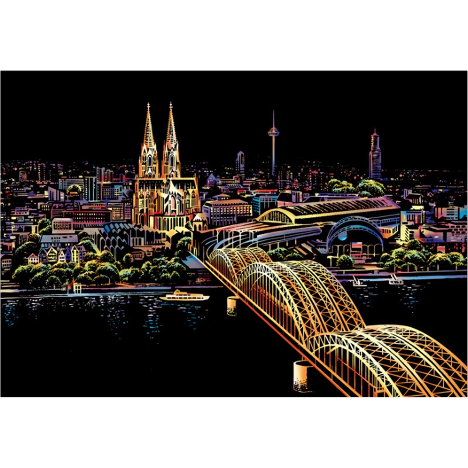 Scratch Painting Paper Creative Set Art Gifts Picture Fashion DIY Drawing Picture Wall Night Scene Scratching (Color : Light Grey)