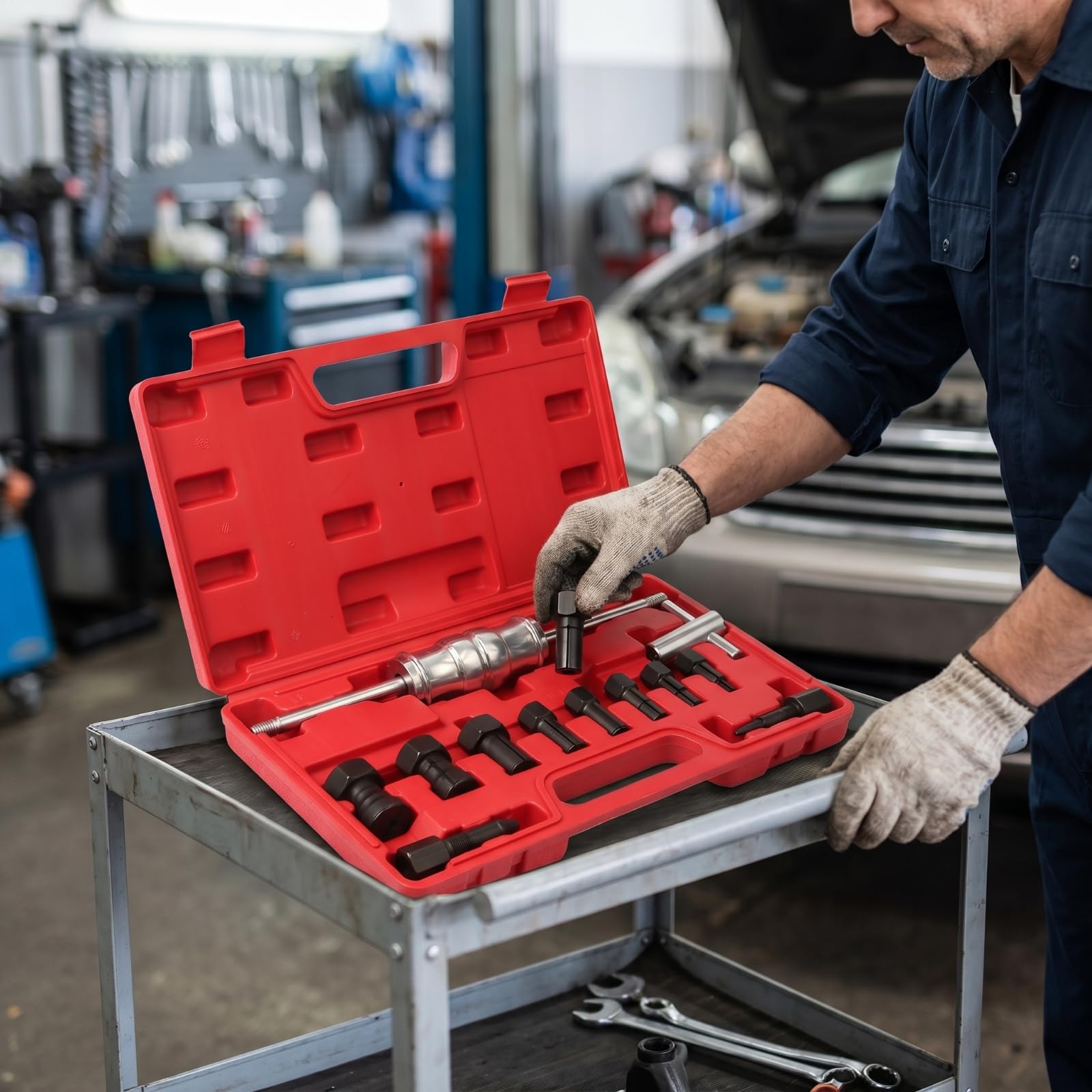 Dispositivo per Rimozione Cuscinetti Estrattore Interno Set Attrezzatura Meccanica Estrattore Asta Lunga Filettata Presa Sicura Conservazione Ordinata