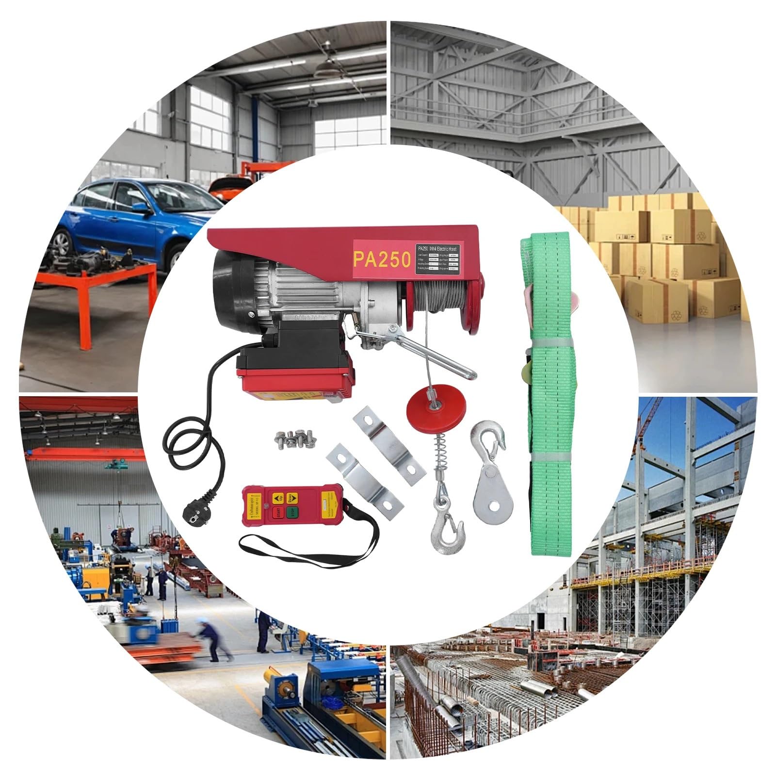 Argano elettrico Paranco elettrico da 550 W con telecomando wireless da 550 libbre con cavo di sollevamento a doppia linea per magazzino in garage