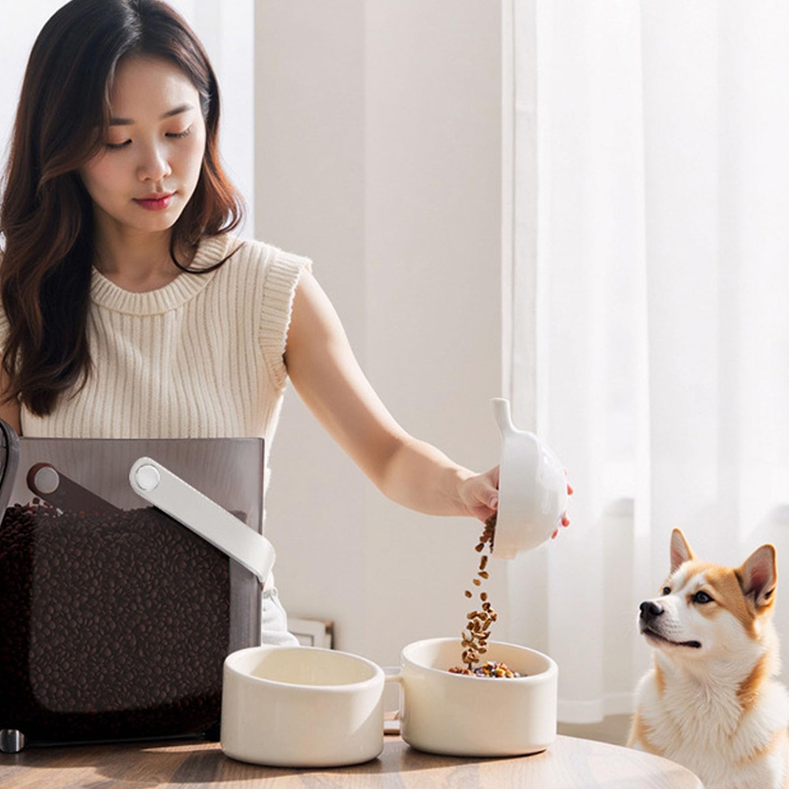Luocute Contenedor de Comida para Mascotas con Sellado Al Vacío, Contenedor Hermético de Gran Capacidad para Almacenamiento de Alimentos para Mascotas con Tecnología de Vacío