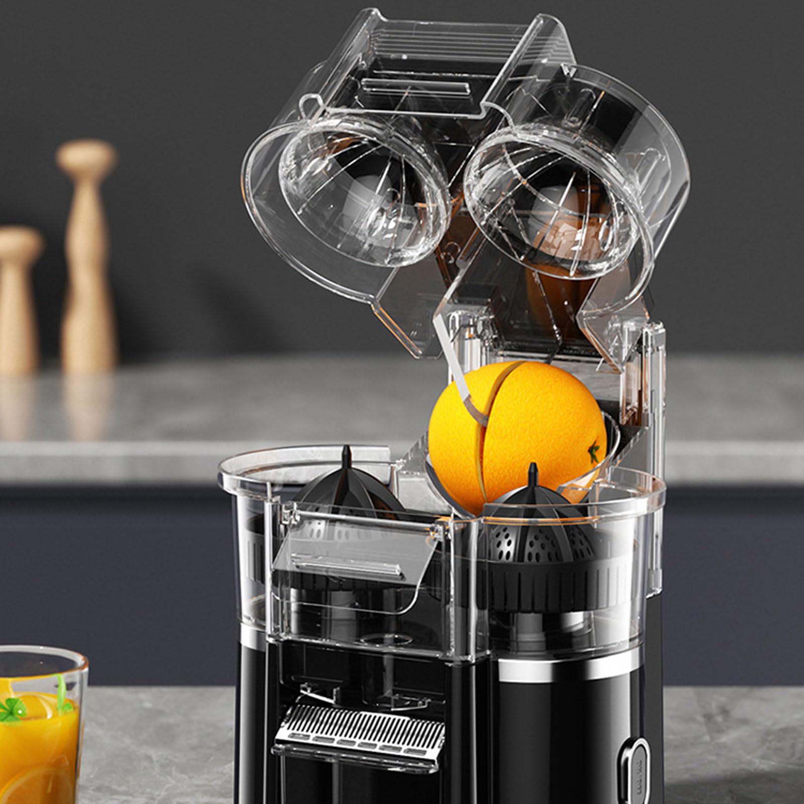 Exprimidor de Cítricos Eléctrico, Exprimidor Rápido de 20 Segundos, Capacidad de 500 Ml, de Naranja Inalámbrico de 8 Ranuras con Extracción Dual de Frutas para Uso en
