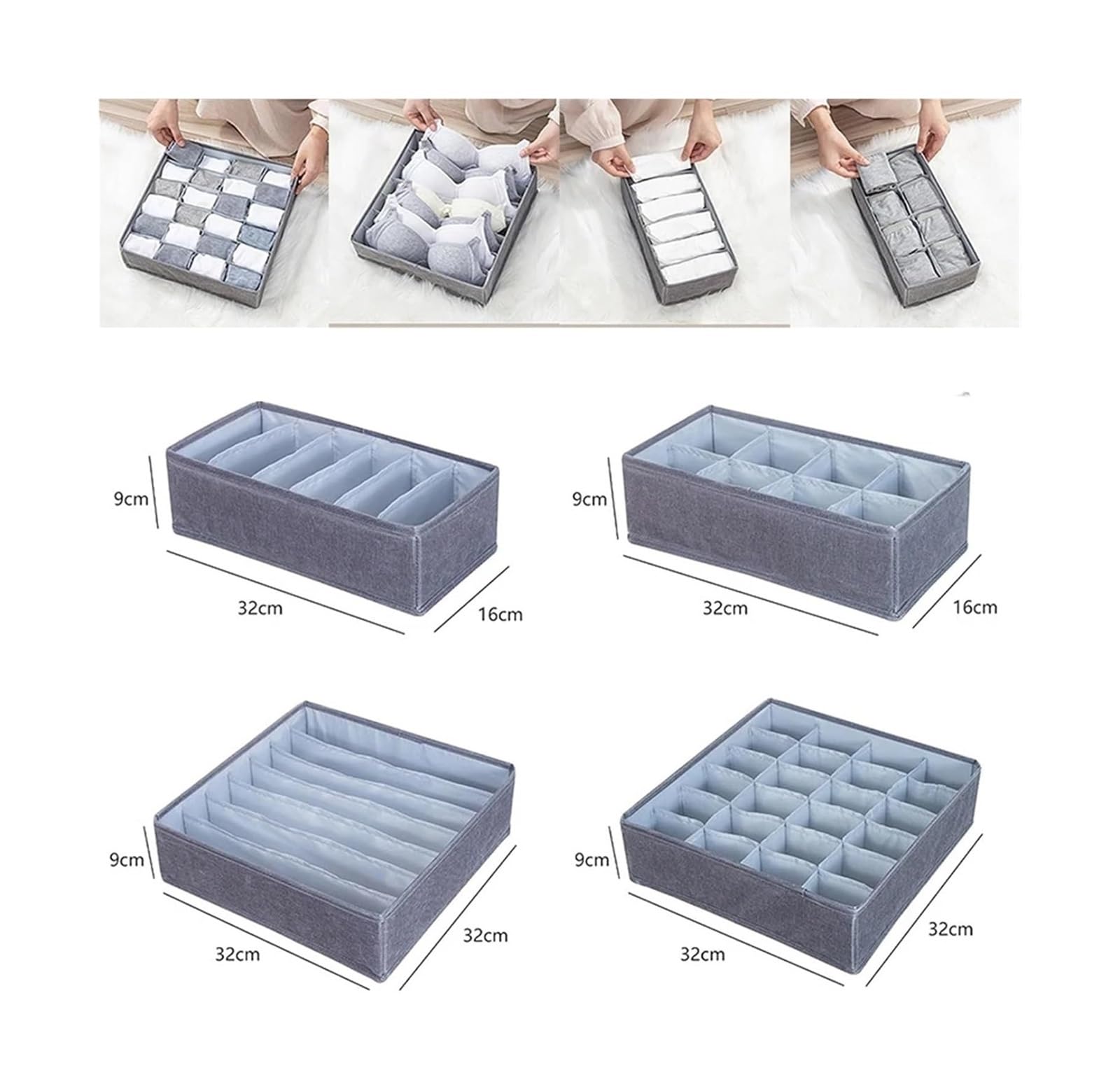 Organizer for cassetti for biancheria intima e reggiseni(7 Grids Khaki)