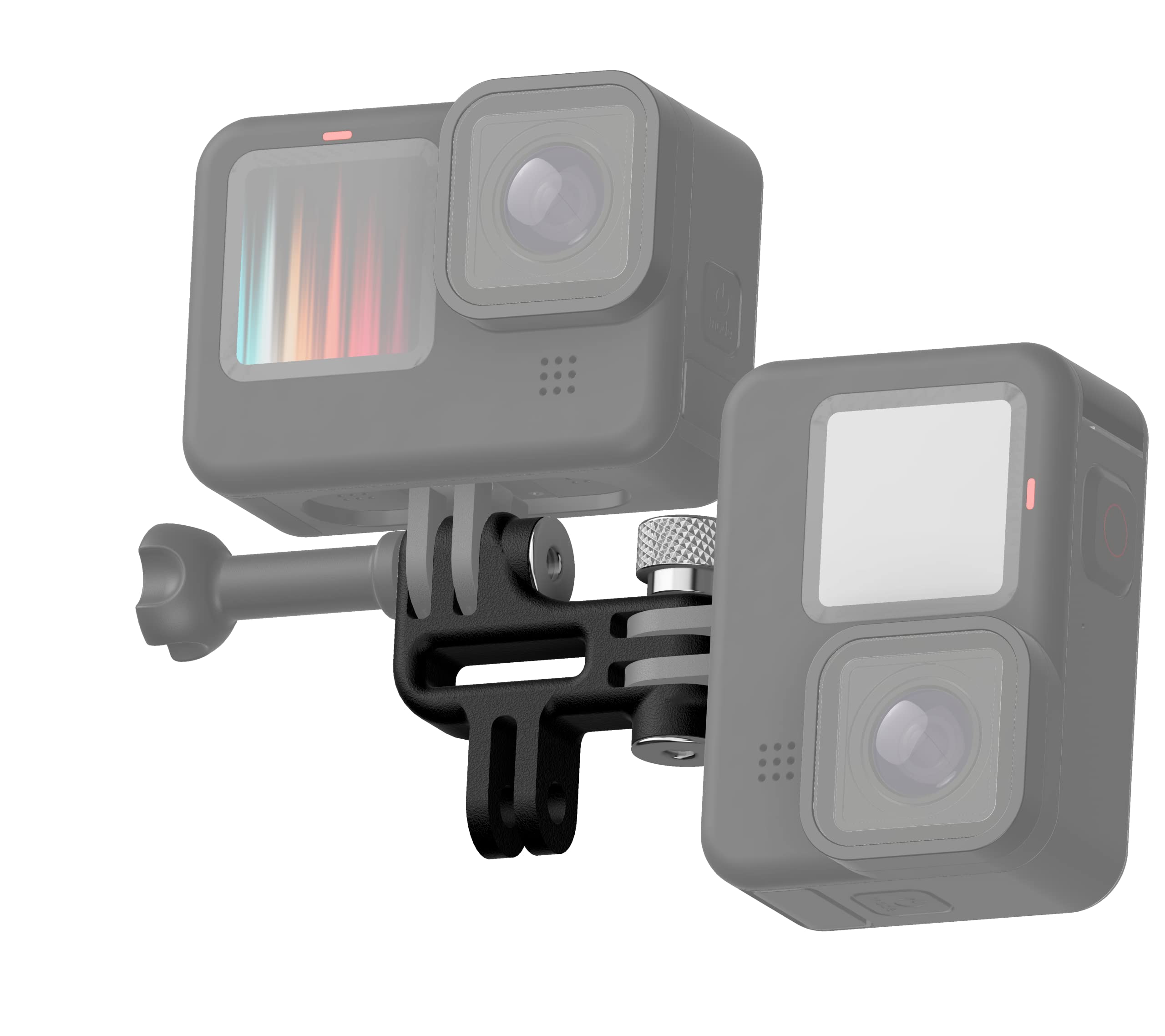 DREAMPICK VIX Supporto Vertical mount Alluminio 90° gradi per due Gopro Hero 12 11 10 9 8 7 6 5 4, per Insta 360, per DJI osmo Action camera accessorio verticale doppio per flash e accessori