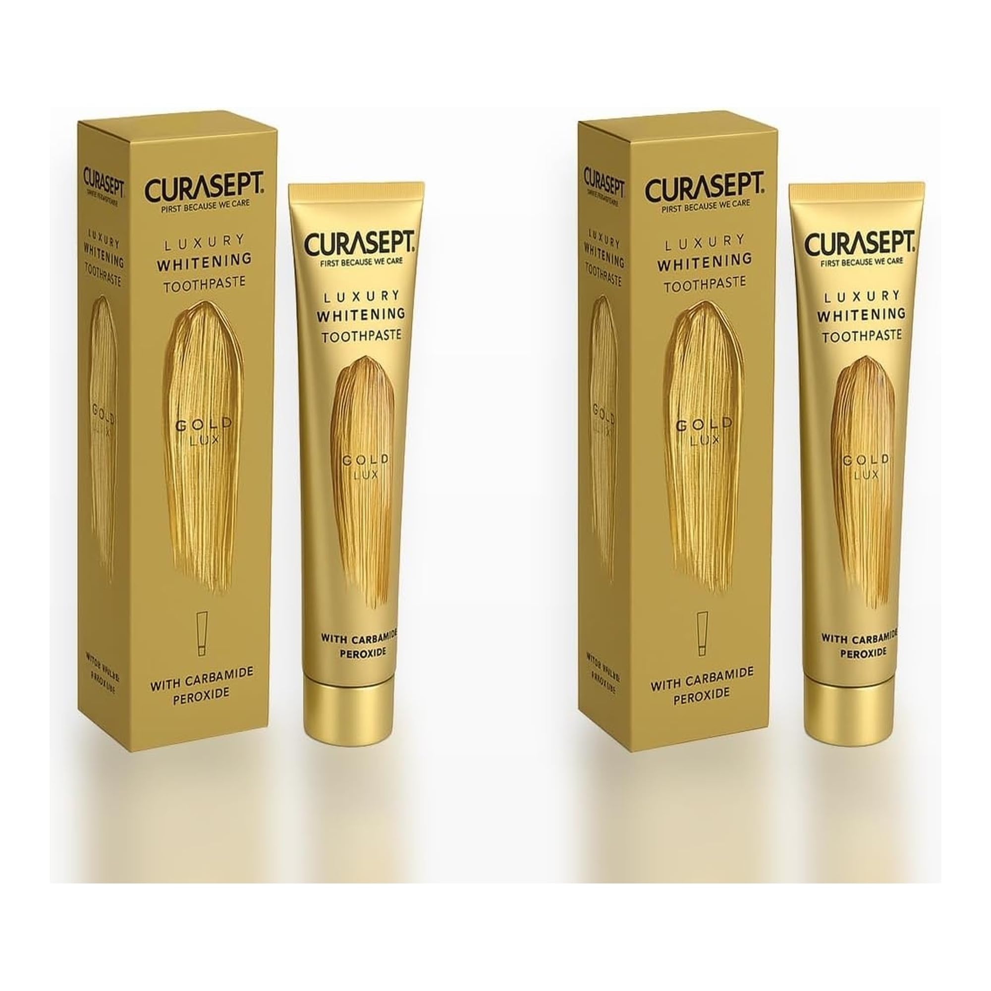 Curasept Dentifricio Sbiancante per Denti Professionale 75ml (2 pezzi) - Formula Smacchiante Intensiva per Macchie di Caffè e Fumo - Protezione Smalto e Alito Fresco -