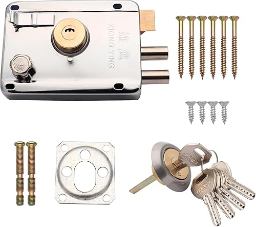 Miniatura 4 de Juego de cerraduras de puerta de acero inoxidable con llave de 4.72 x 3.35 pulgadas, cerradura de puerta exterior con cerrojo de seguridad para