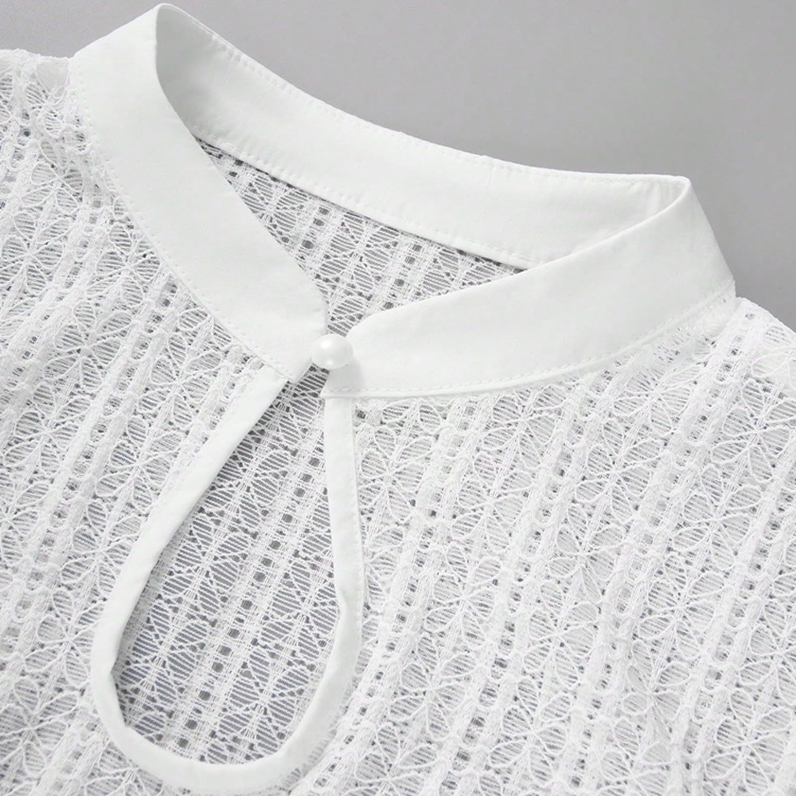 Generisch Transparente Dirndlbluse Damen - Dingdong Weiße Bluse mit tiefem Ausschnitt kurzen Ärmeln Elegante Damenoberteil im Barockstil ideal für Oktoberfest Casual mit Rüschen Taillendetail