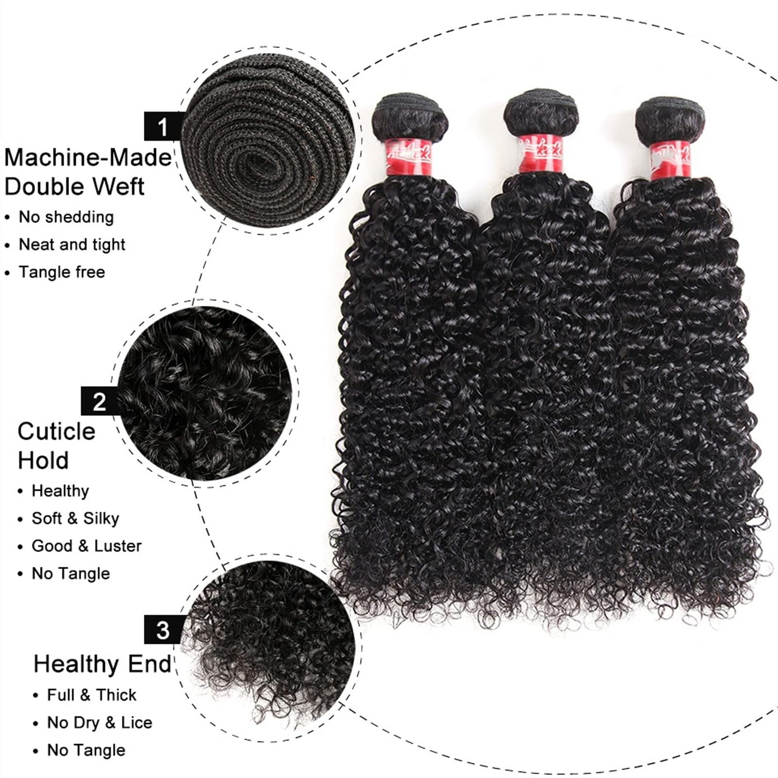 Amazon.co.jp: 人間の髪の毛の束 10-26インチの巻き毛の閉鎖、13×4  