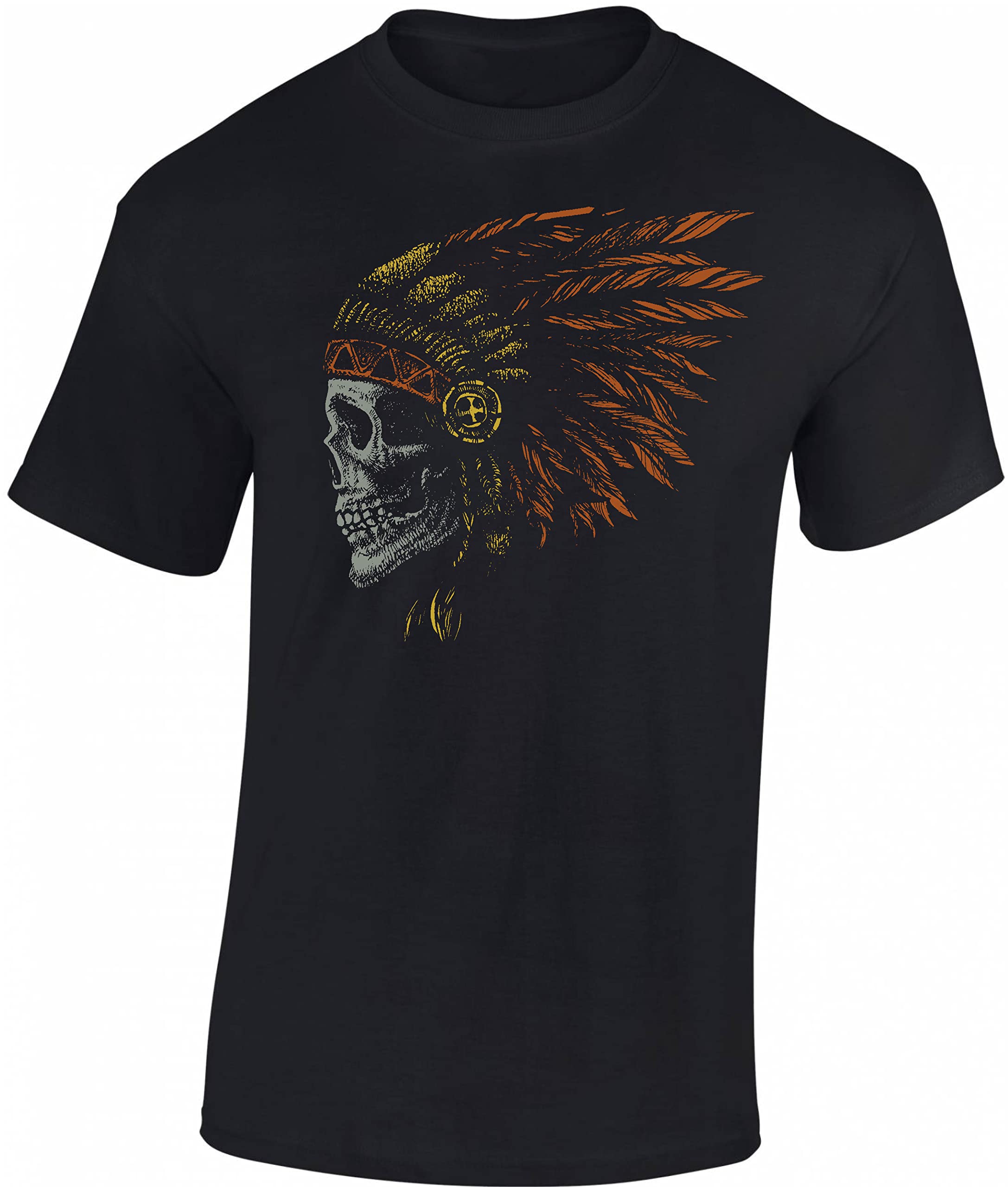 Męska koszulka dla motocyklistów: Indian Skull - T-Shirt Motocykl prezenty rowerzysta Chopper akcesoria