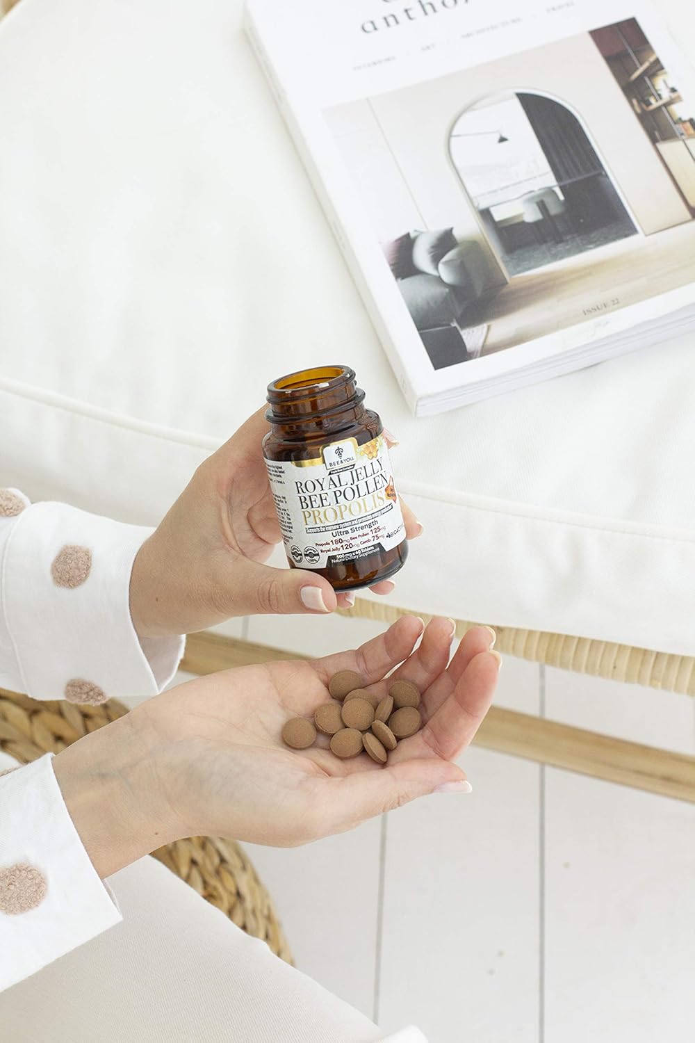 BEE and You Royal Jelly + Propolis + Bee Pollen Tablets – High Potency - No Artificial Flavor - No Preservatives - No Added Sugar- No Soy - No Gelatin – Non GMO – Gluten Free, 500 mg x 60 Tablets : Health & Household