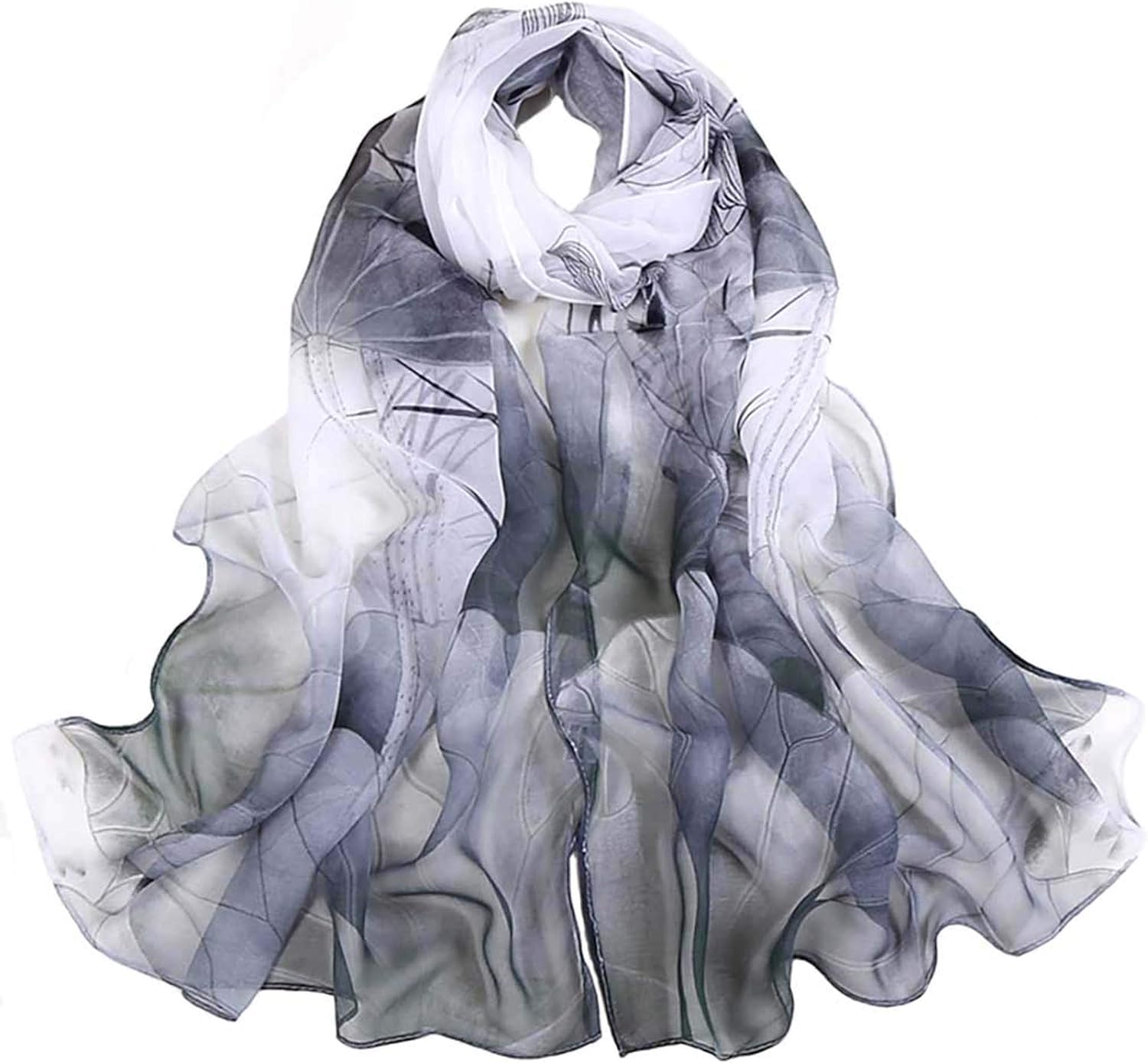 AliceLife Silk Scarf Fashion Scarves Lightweight Sunscreen Shawls for Women (Black), 160*50CM