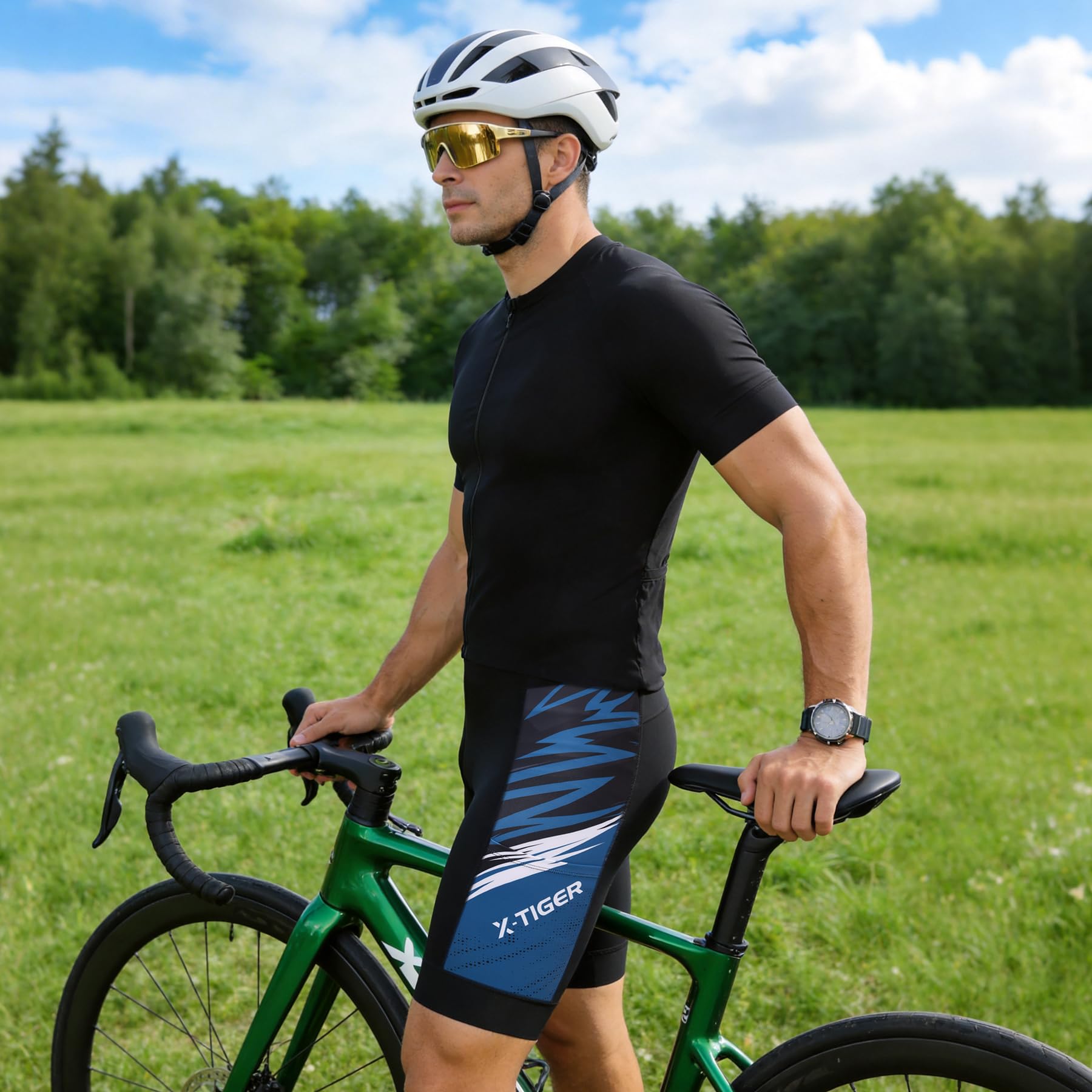 X-TIGER Short VTT Homme avec 5D Gel Rembourré Respirant Cyclisme Pantalon Antidérapant