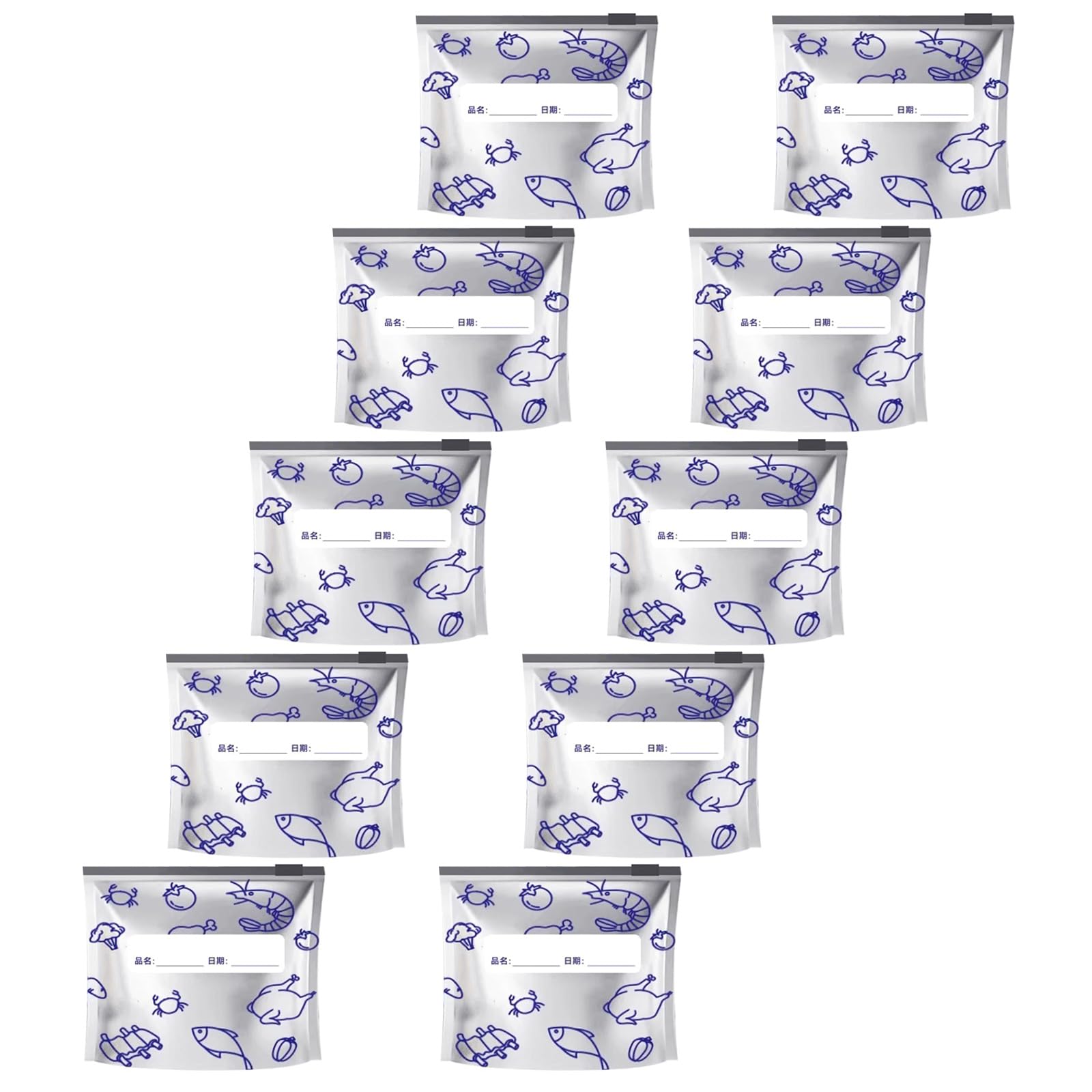 hogtnd 10 Reusable Aluminum Foil Bags, Leakproof Zippered Bags for Freezer, Meal Prep and Travel, Snack, Freezer