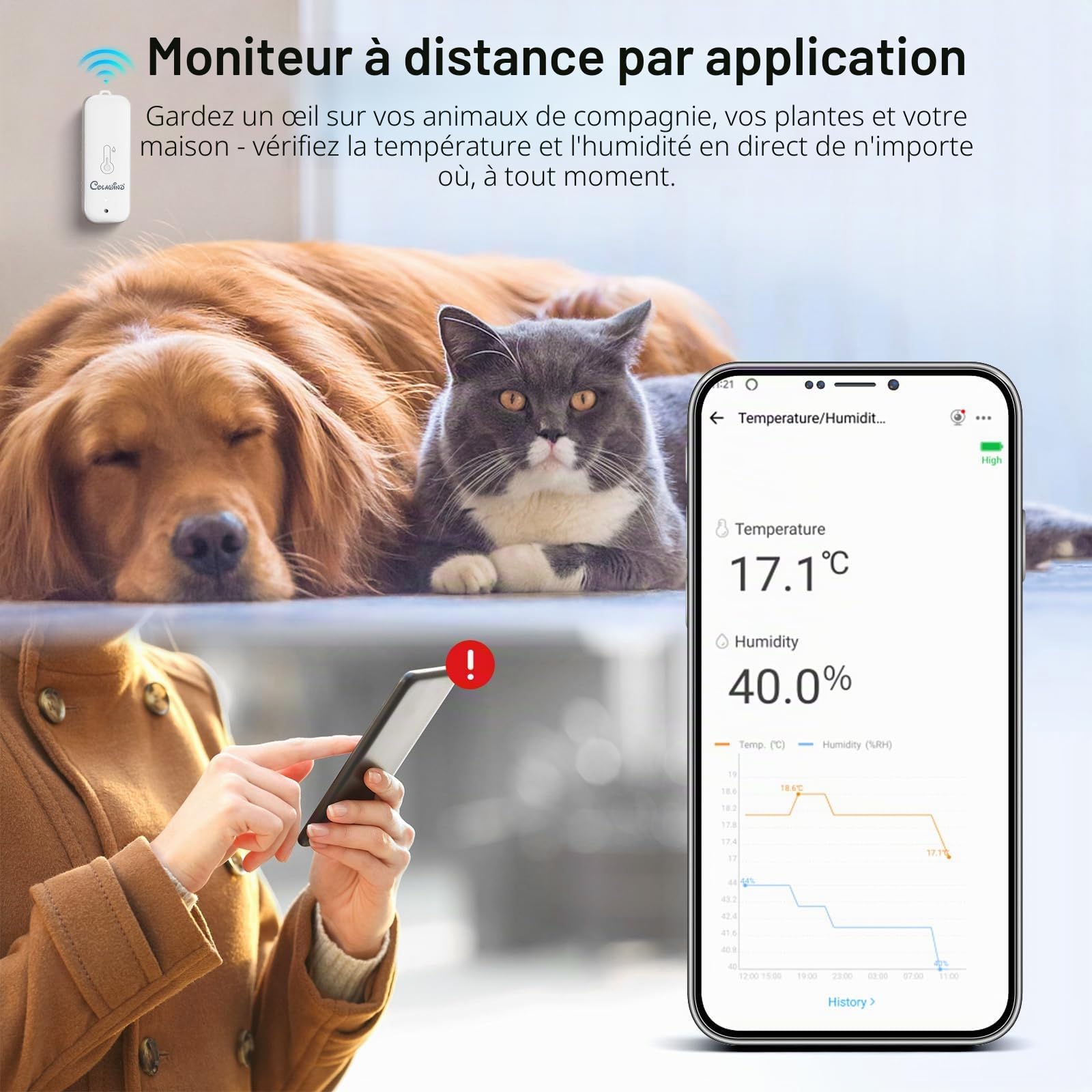 Capteur ZigBee de Température et d'humidité Intelligent IP65, Lot de 3 | ZigBee 3.0 Thermomètre Hygromètre Intérieur Extérieur pour Domotique, ZigBee Hub Requis, Compatible avec Alexa,Home Assistant