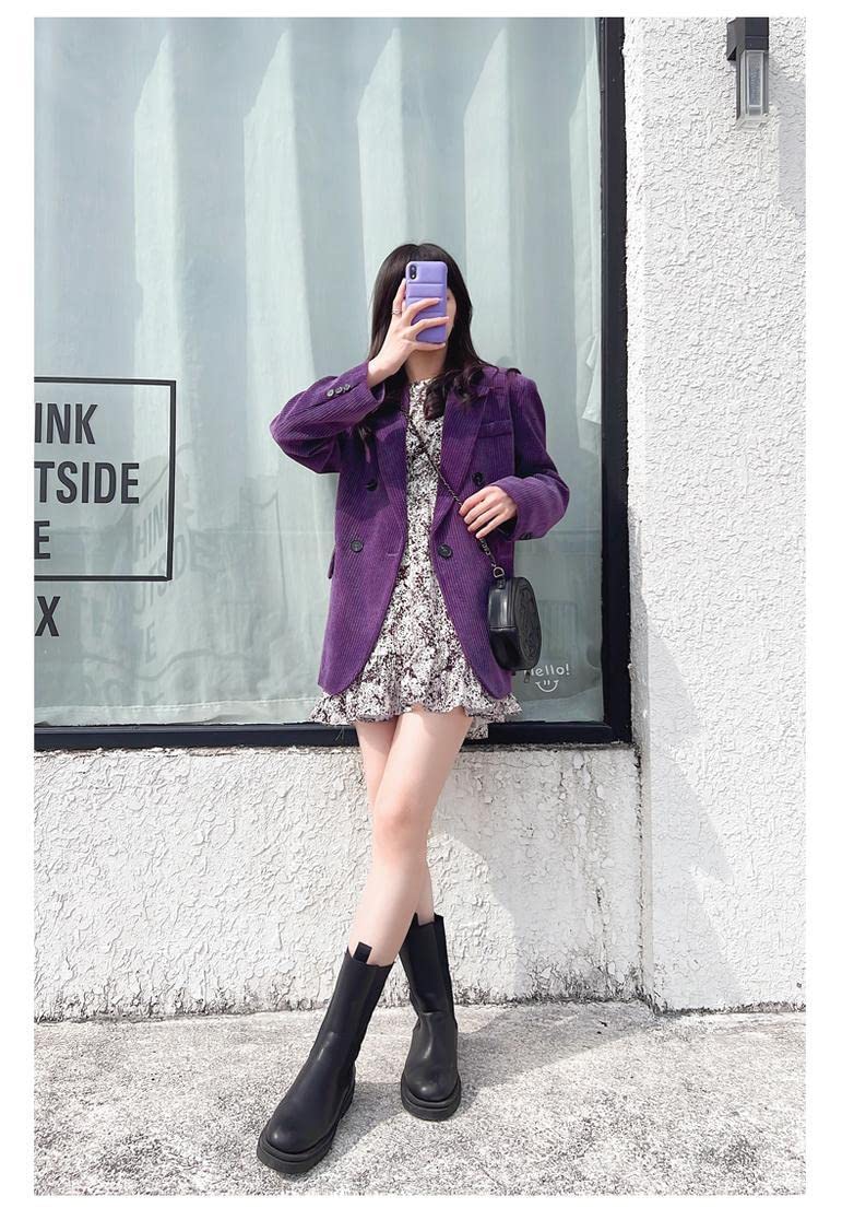 TOBILE Blazer Giacca per Velluto A Velluto A Velluto retrò Viola Spessa Giacca Casual Autunno E Inverno