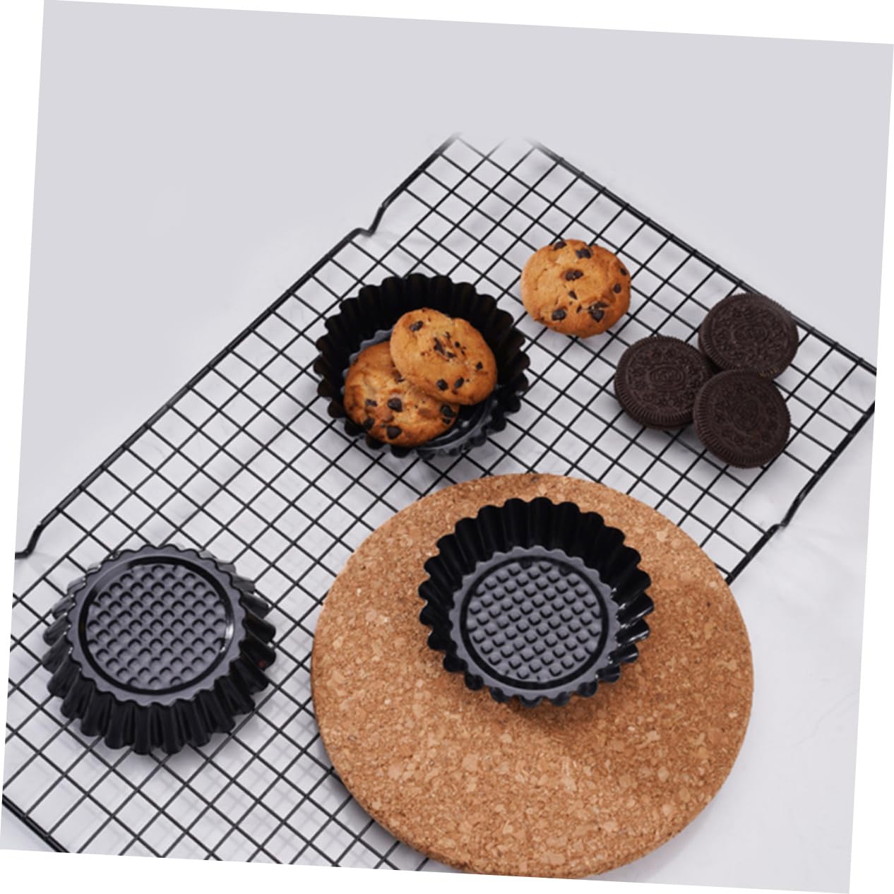 Molde para Hornear Tartaletas de Huevo 12 Piezas Acero al Carbono Negro | Diseño Resistente a Rayaduras, Mantiene la Forma al Desmoldar, Adecuado para Tartaletas DIY y Postres al Horno