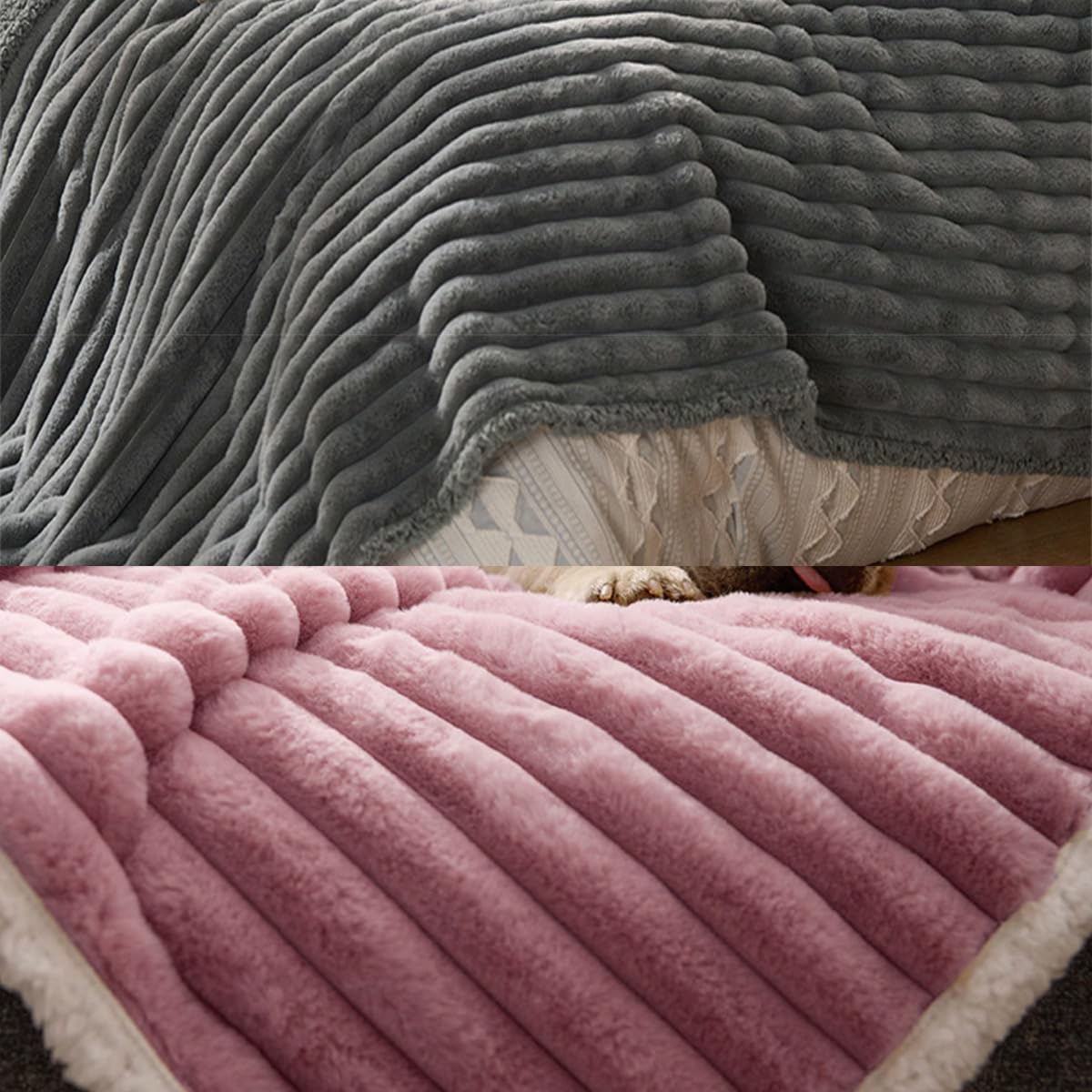 Manta grande lavable e impermeable para perros pequeños y medianos, gatos, manta de felpa cálida y suave para proteger la cama, el sofá y el coche (gris, 165 x 200 cm)