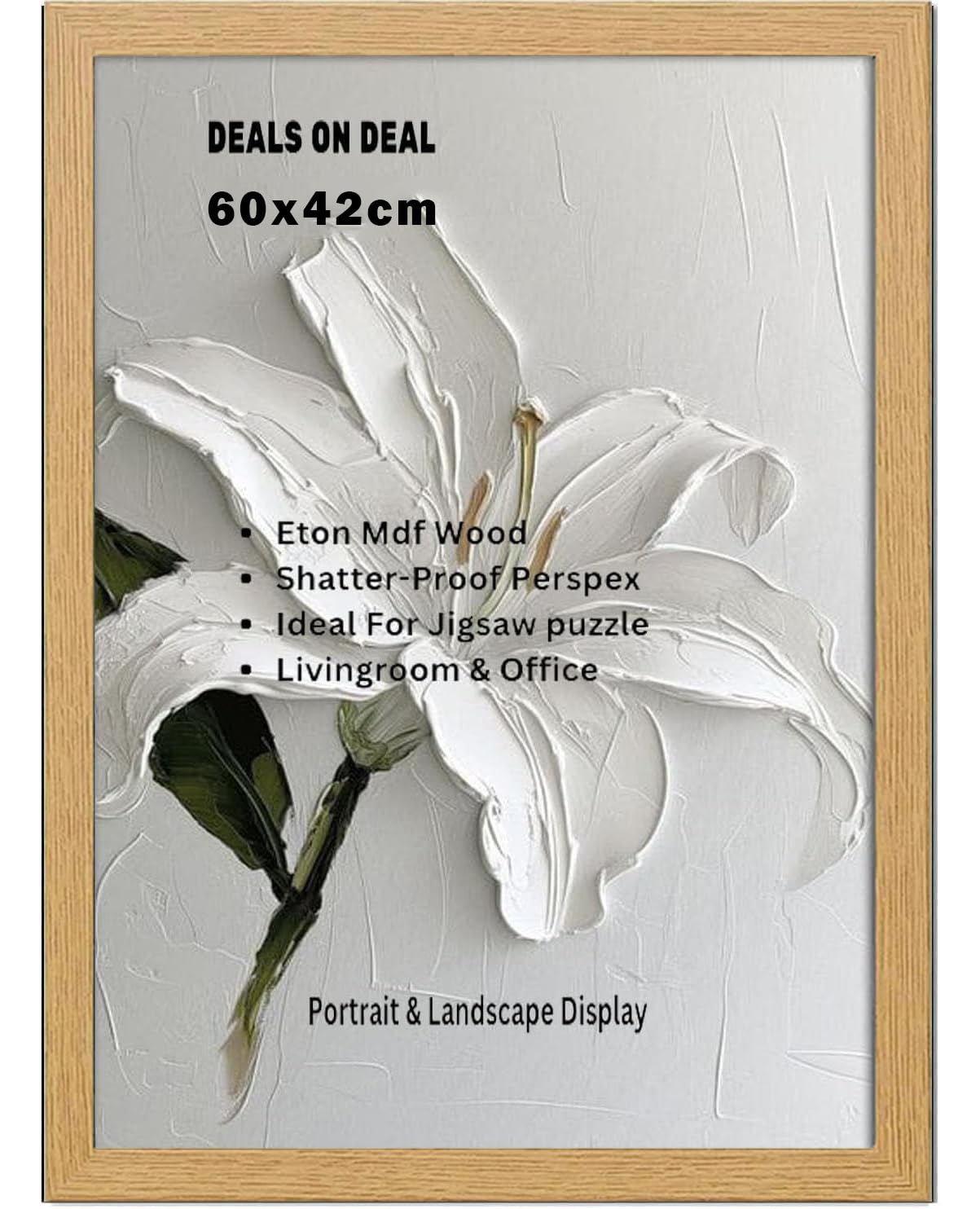 DEALS ON DEAL Classic oak Acrylic Large Picture Print Poster Frames | 42X60cm Wooden Frames Shatter-proof perspex | Portrait & Landscape (oak, 42x60)