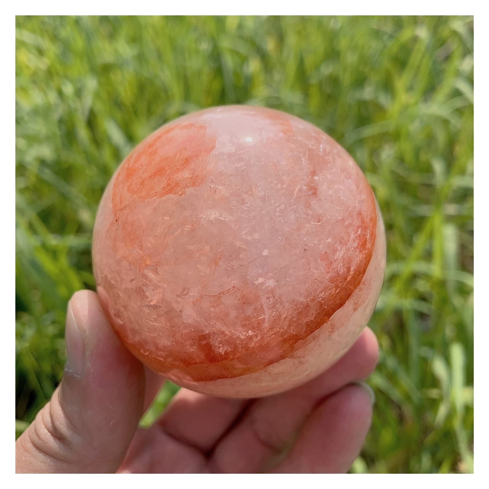 Natürliche Kristalle Red Fire Quartz Sphere Ball Reiki Stones Room Home Office Aquarium Dekoration Zubehör Edelstein Quarzsteine ERTEYIN (Size : 7-7.5cm)