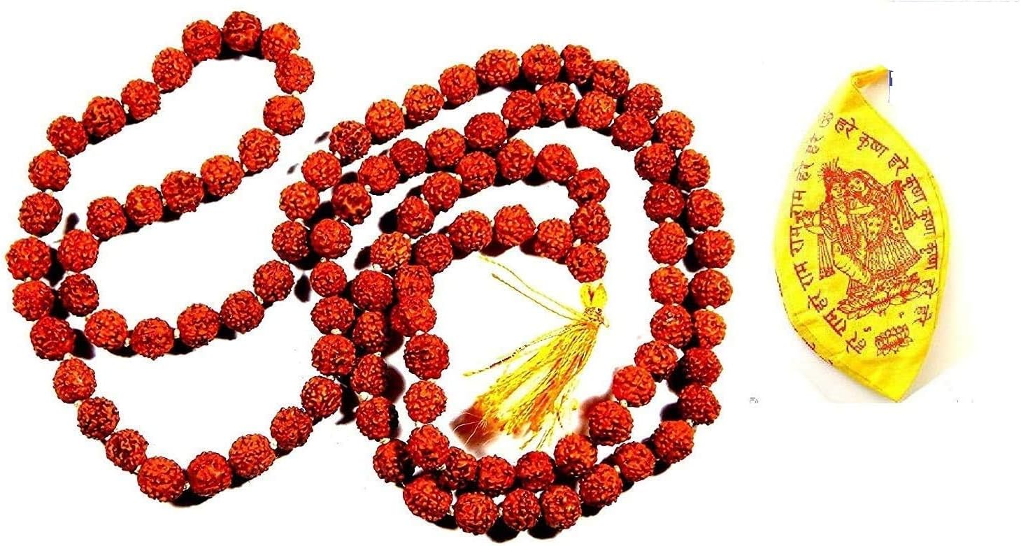 XUETZALCOATL Panch Mukhi Rudraksh Rosary mala Prayer Beads Mala 5 mm 1 pcs with Gomukh Bag
