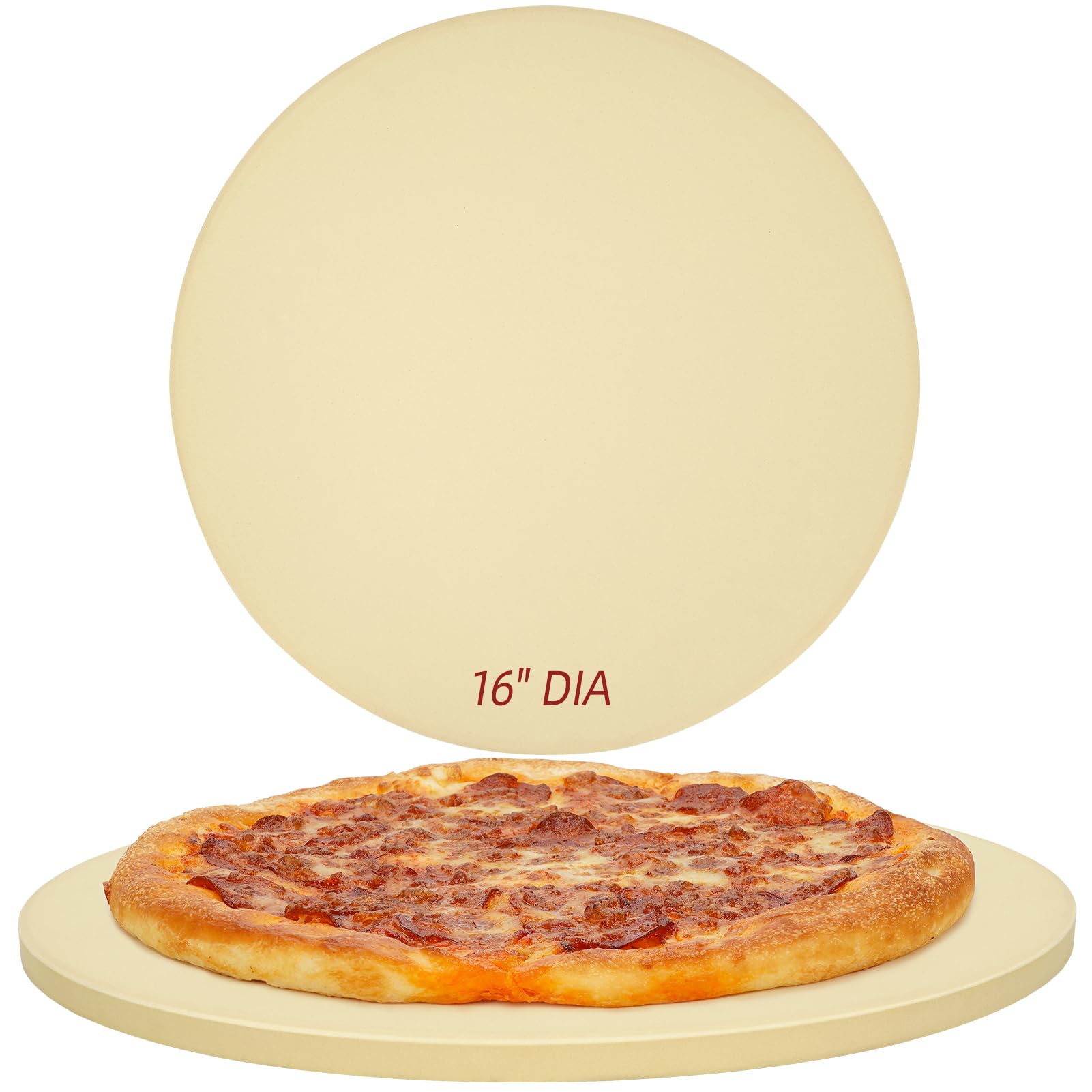 Pierre à pizza ronde pour barbecue et four - Pierre de cuisson de 40,6 cm - Pierre à pizza en cordiérite robuste pour pain, biscuits, résistant aux chocs thermiques - Pierre de cuisson pour