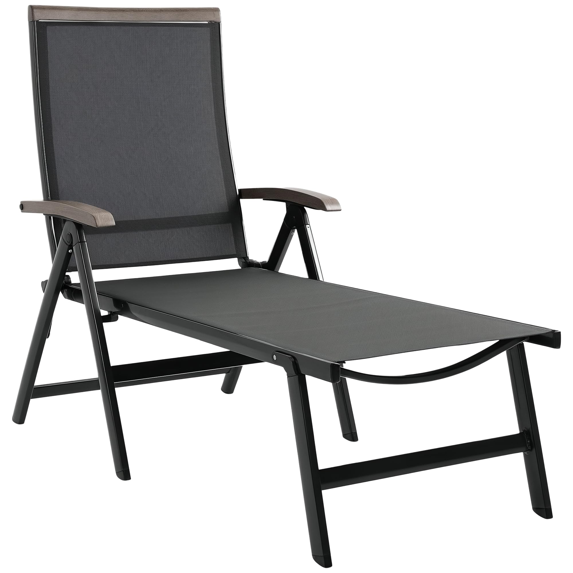 Outsunny Outdoor Folding Sun Lounger W/ Adjustable Backrest And Aluminium Grey from B&Q