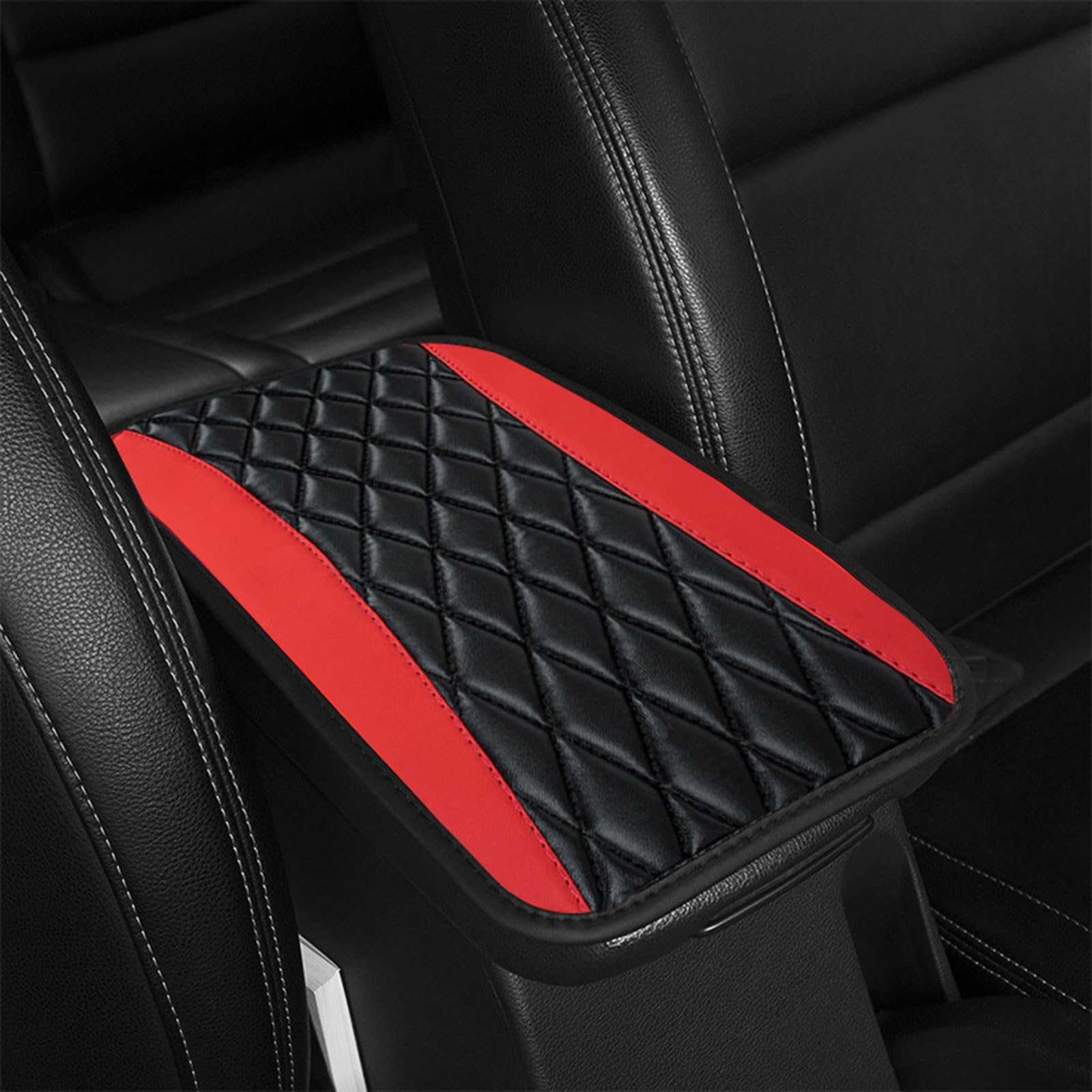GGOIN Center Console Cover for Audi Q2 / SQ2, Leather Car Center Console Cover Armrest Cover Car Accessories,C Red