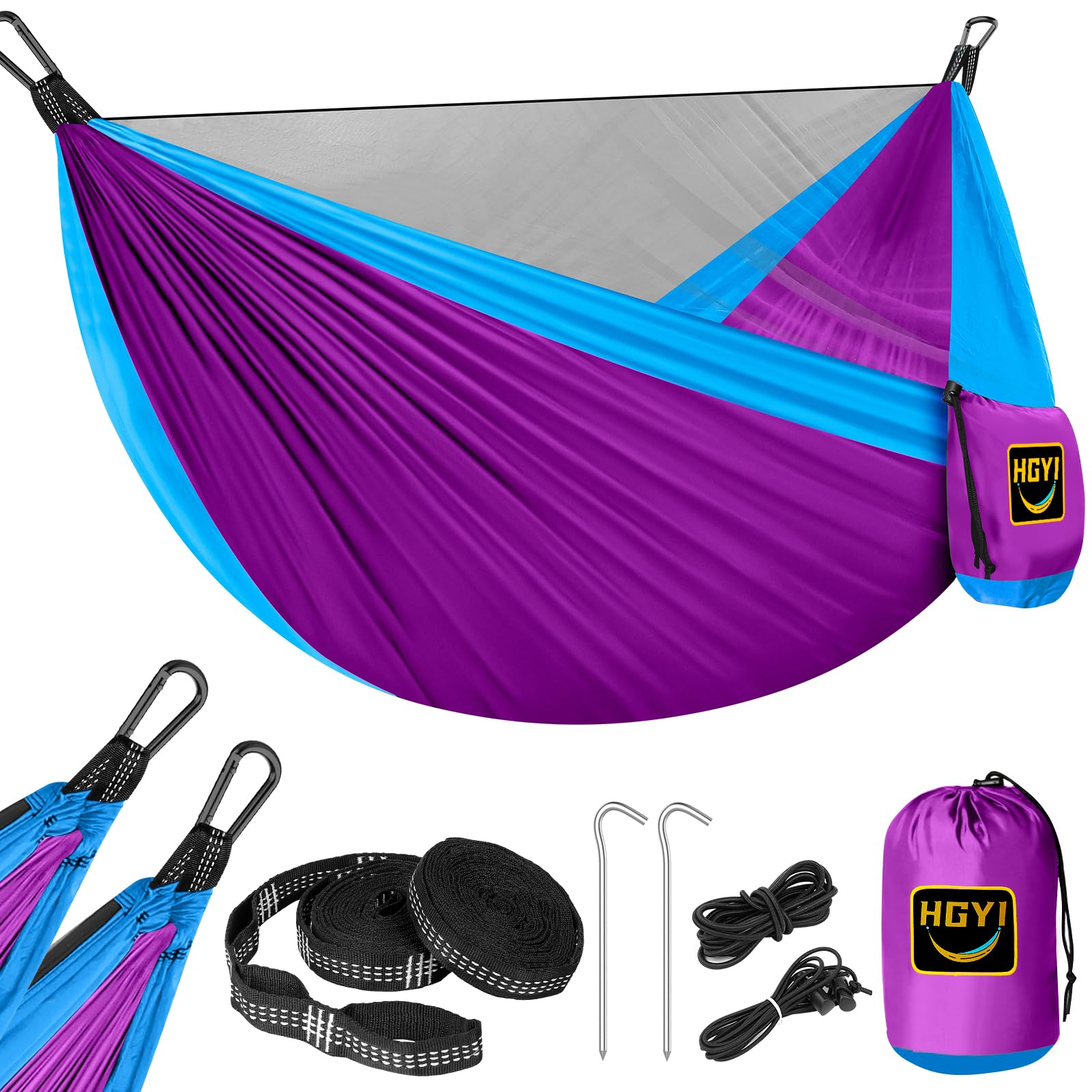 Camping Hammock Mosquito Net,Double &amp; Single Portable Hammocks for Small Hammocks with 2 Tree Straps,Hammock Tent for Travel Camping,Camping Accessories for Indoor Outdoor Hiking Backpacking