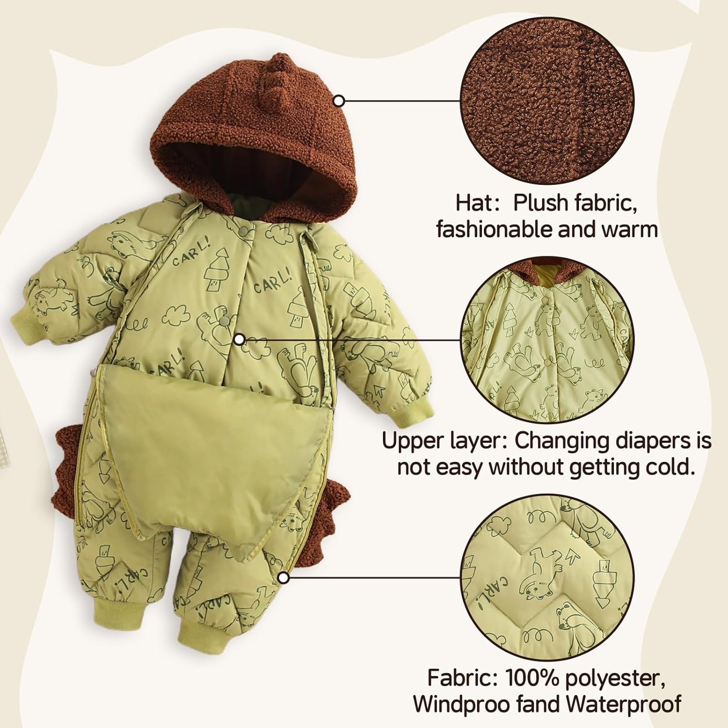 WYTbaby Baby Snowsuit Winter Romper Hooded Boys Girls Jumpsuit Fall Winter Outfits Infant Newborn Clothes - Image 3