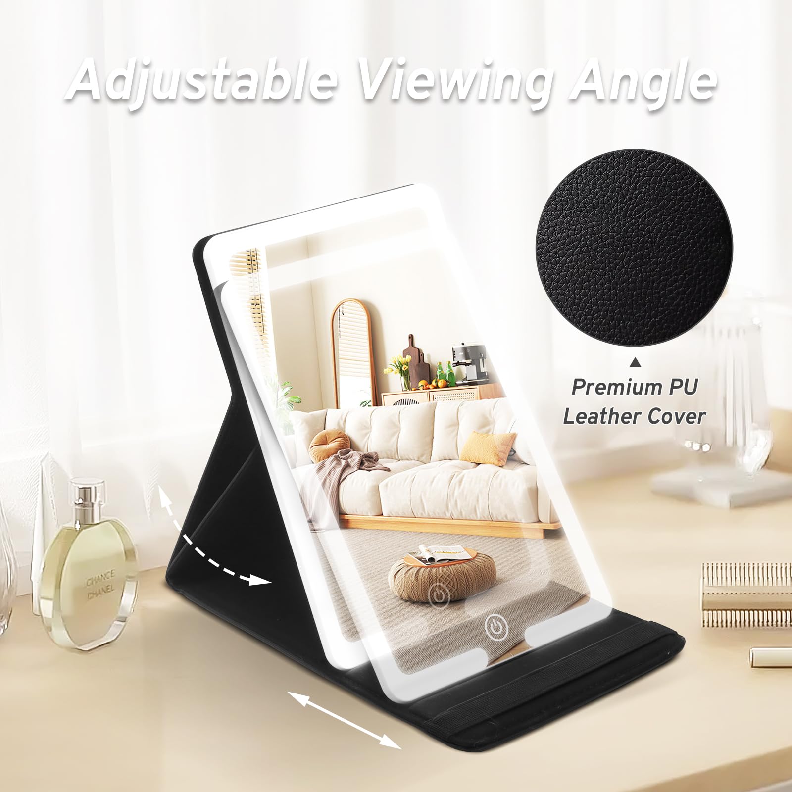 Amazon.com: Jadazror Travel Makeup Mirror with Lights, PU