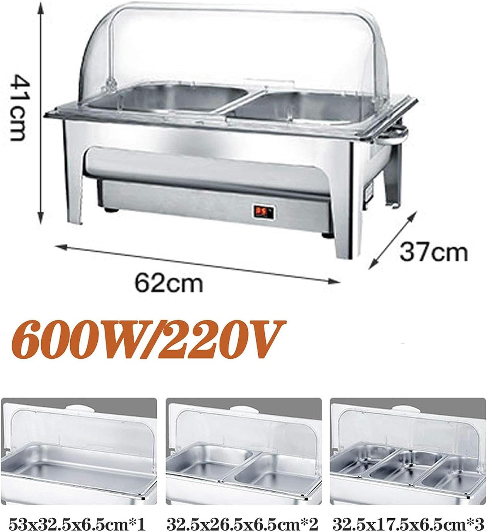 Chafing Dish Scaldavivande Elettrico Acciaio Inox, 9L Contenitore Termico per Alimenti Caldi Scalda Cibo per Buffet Qualsiasi Festa - Mantiene Caldo Il Cibo